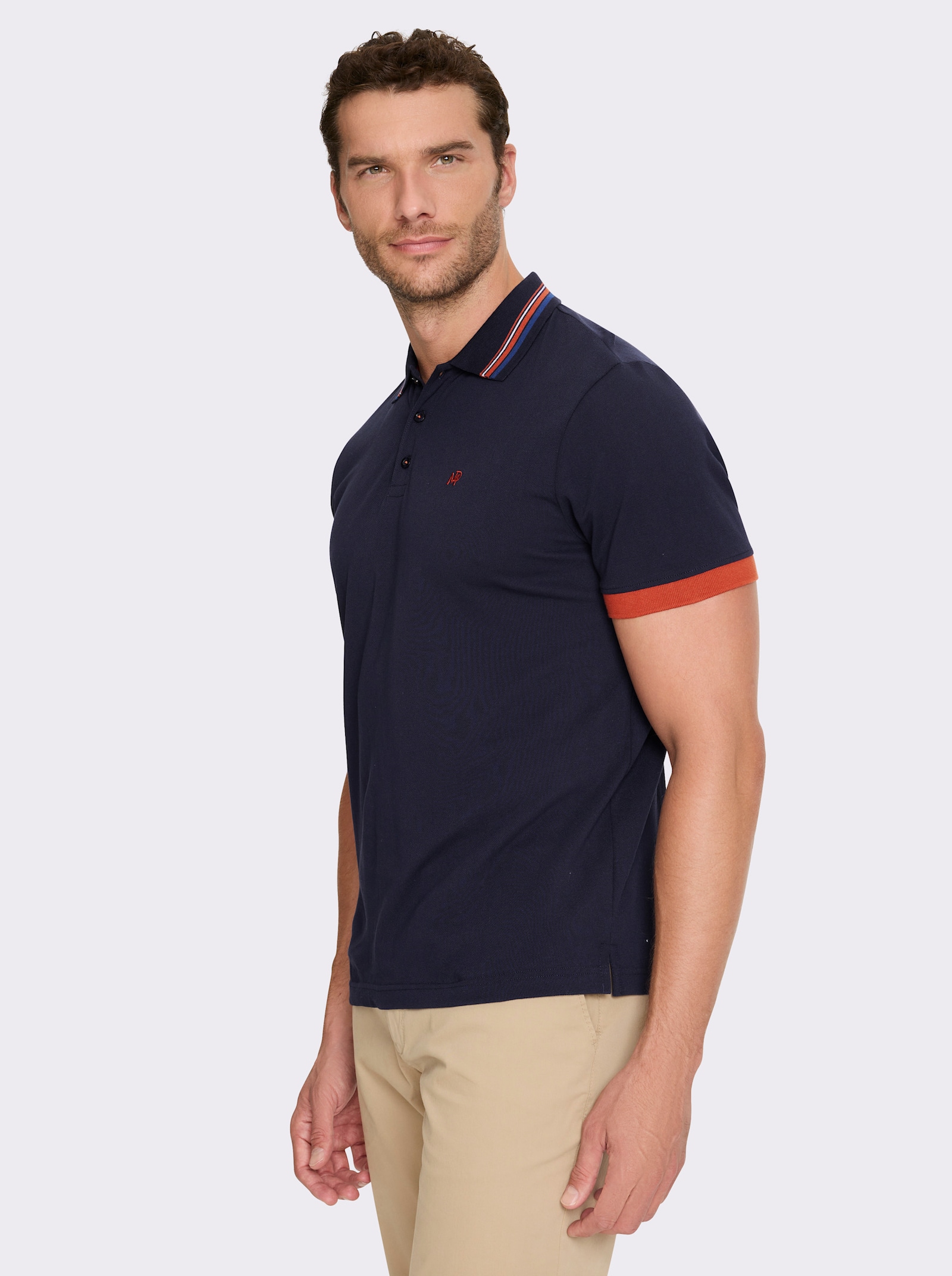 Marco Donati Kurzarmshirt aus Baumwoll-Pikee - marine