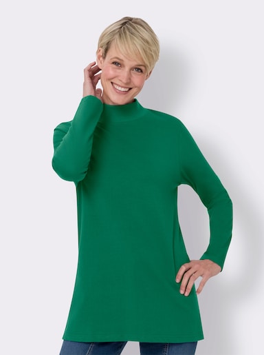 Longshirt mit hohen Seitenschlitzen - grün