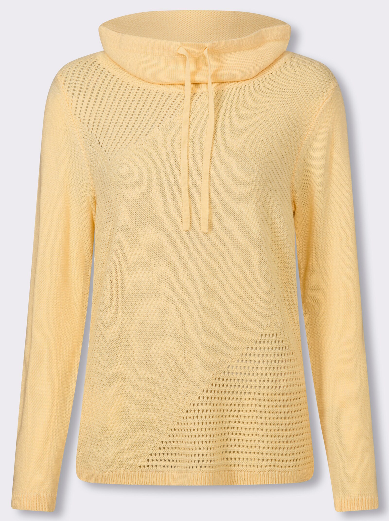 Stehkragenpullover mit Strickmuster im Vorderteil - vanille