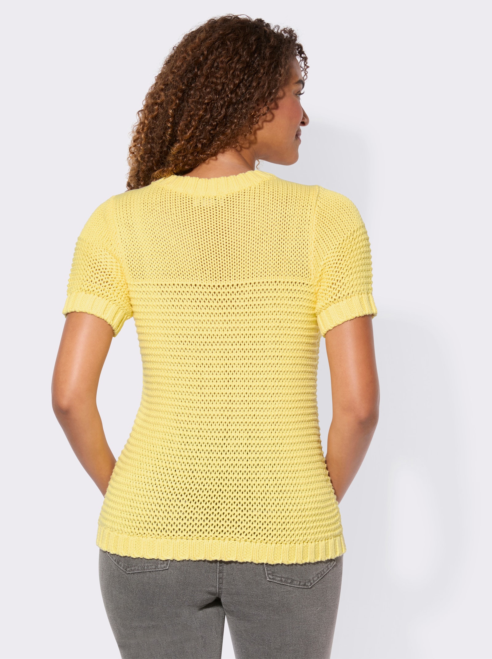 Kurzarmpullover mit Fantasiemuster - zitrone