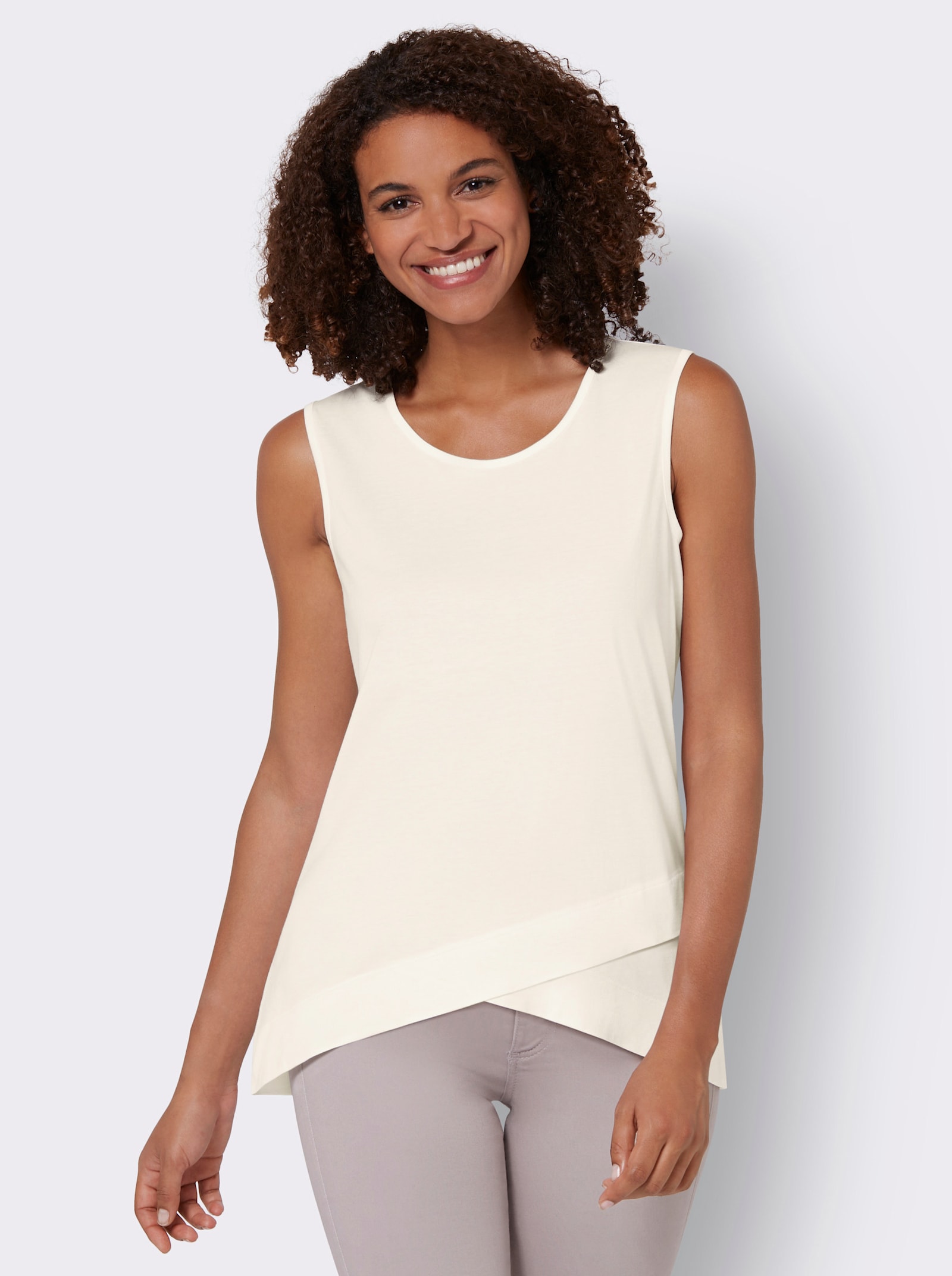 Shirttop mit hinten längerem Saum - ecru