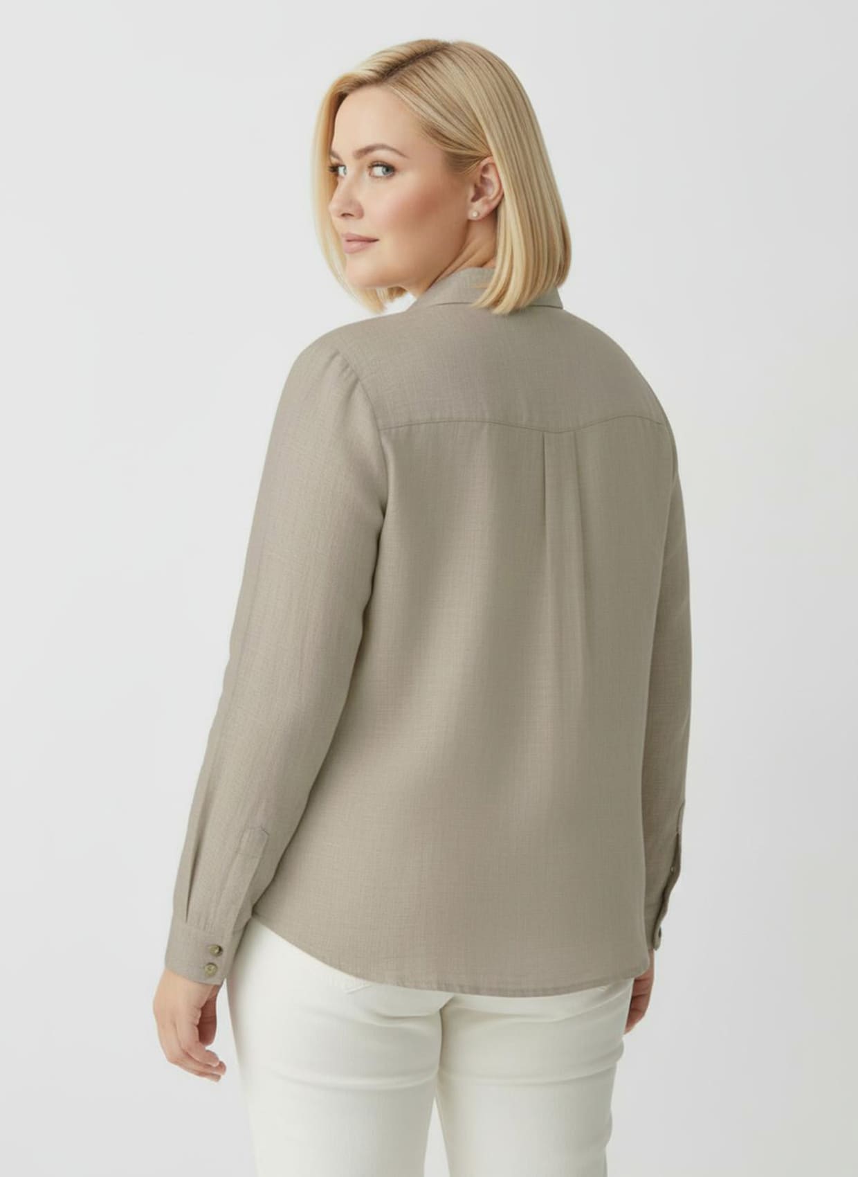 Hemdbluse aus Baumwoll-Stoff - champagner-meliert