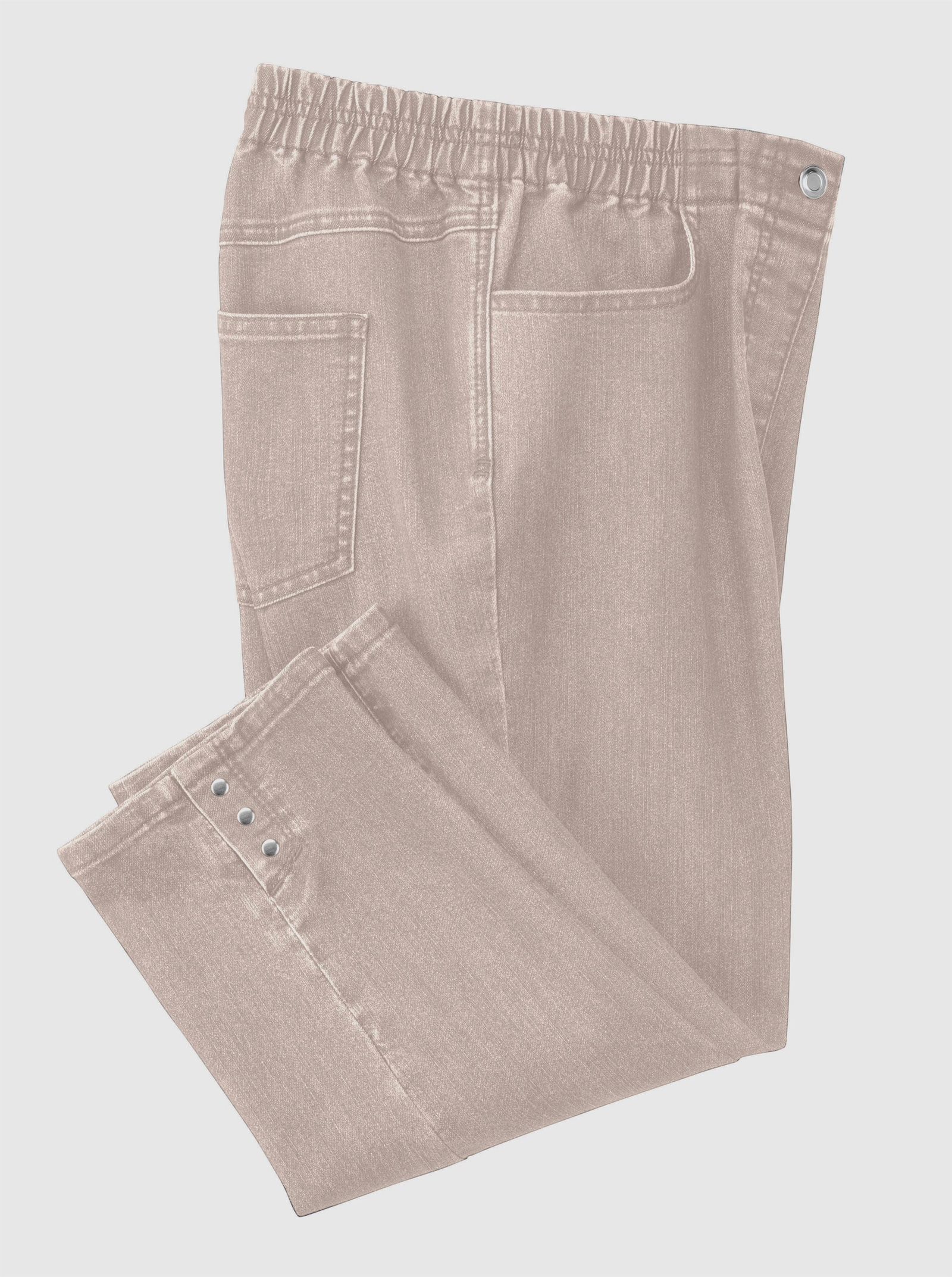 Caprijeans mit Nieten-Verzierung - beige