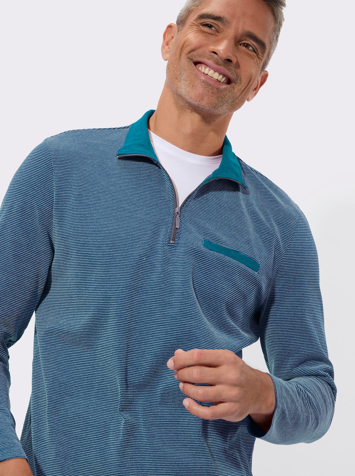 Mikina, náprsné vrecko - Topásová vzorovaná