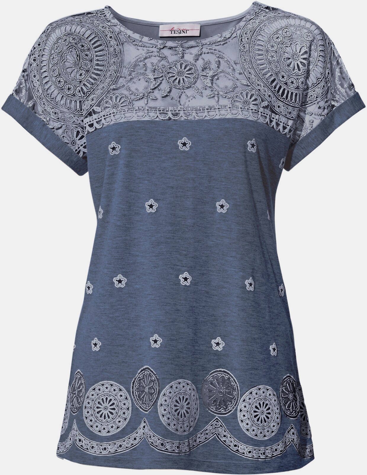 heine Spitzen-Shirt - jeansblau
