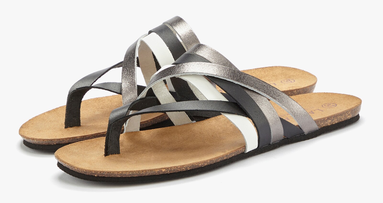 LASCANA Zehentrenner - schwarz-silberfarben