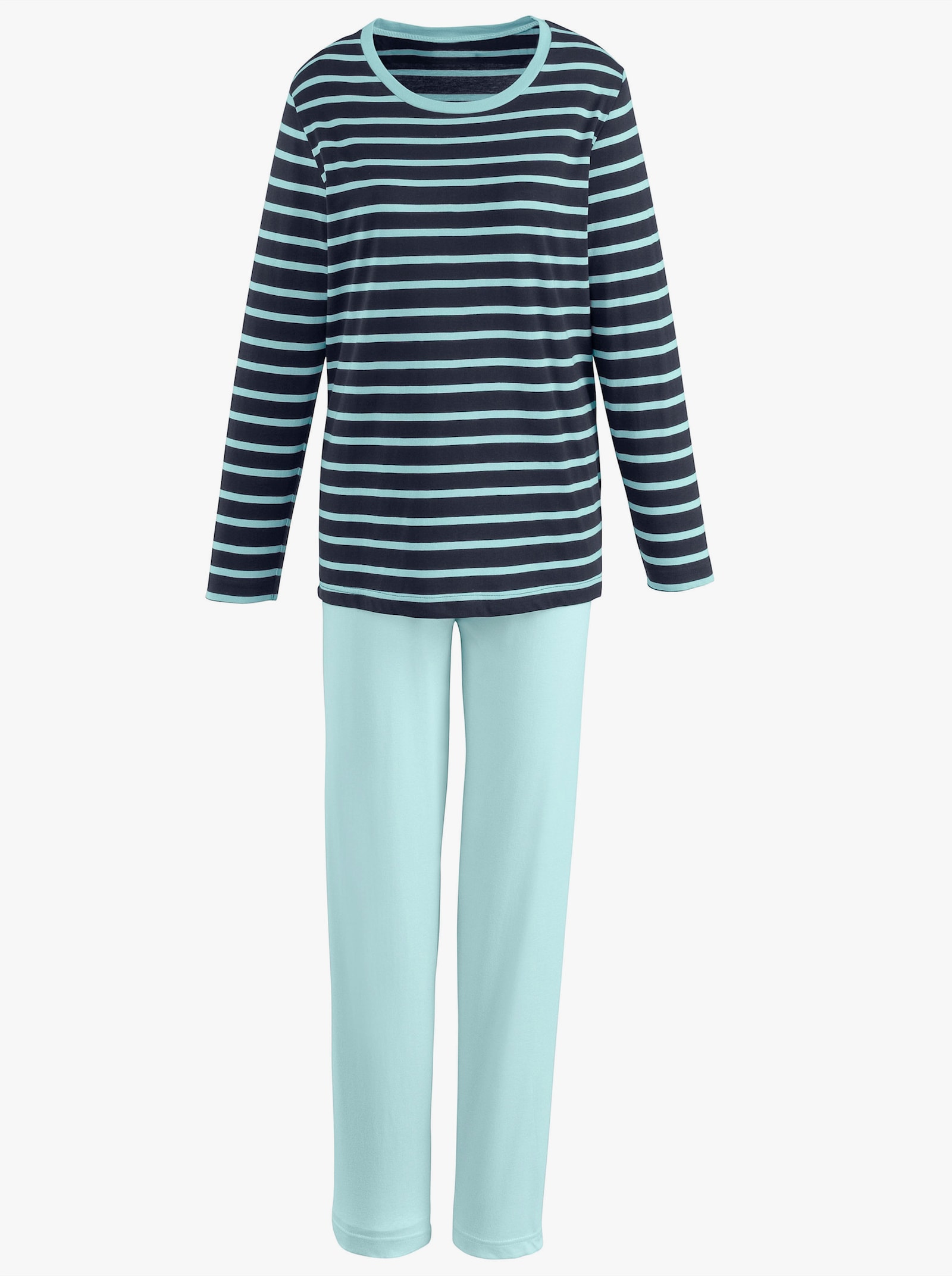 wäschepur Schlafanzüge im Doppelpack - marine-geringelt + mint-geringelt