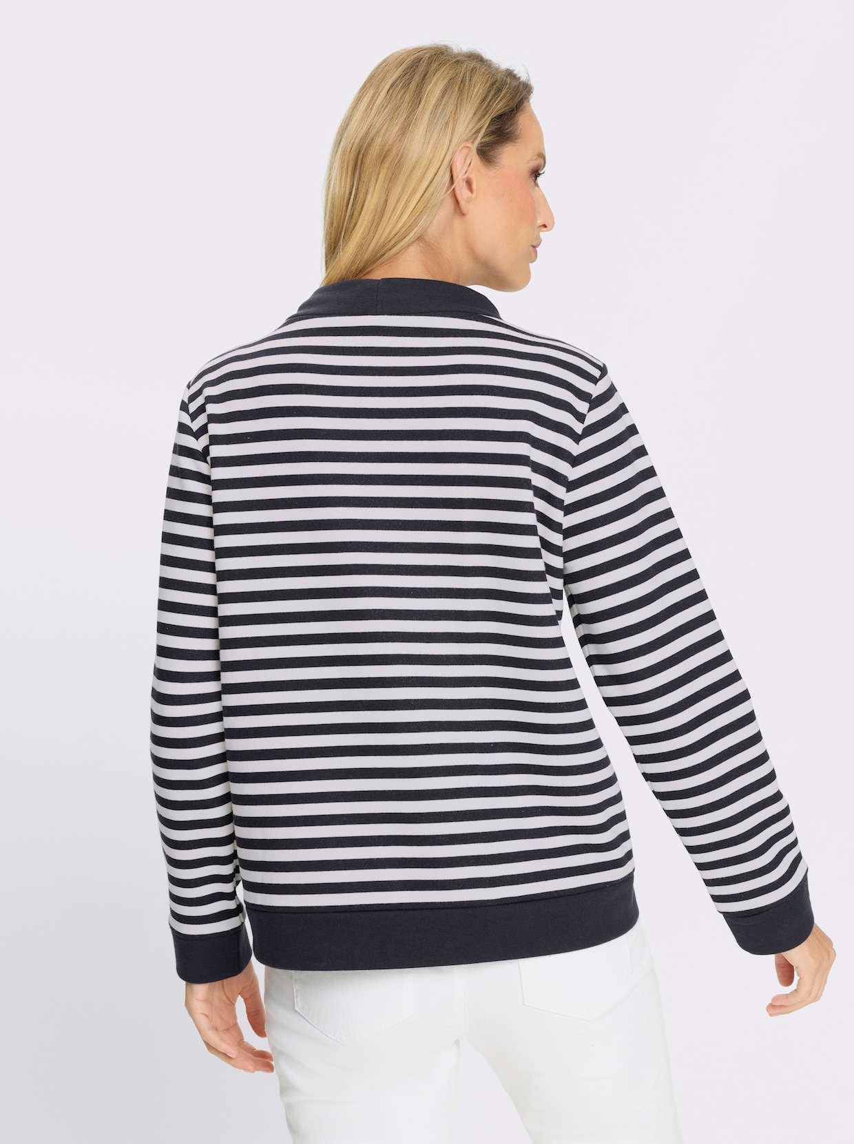 heine Sweatshirt - ecru-marine-bedruckt