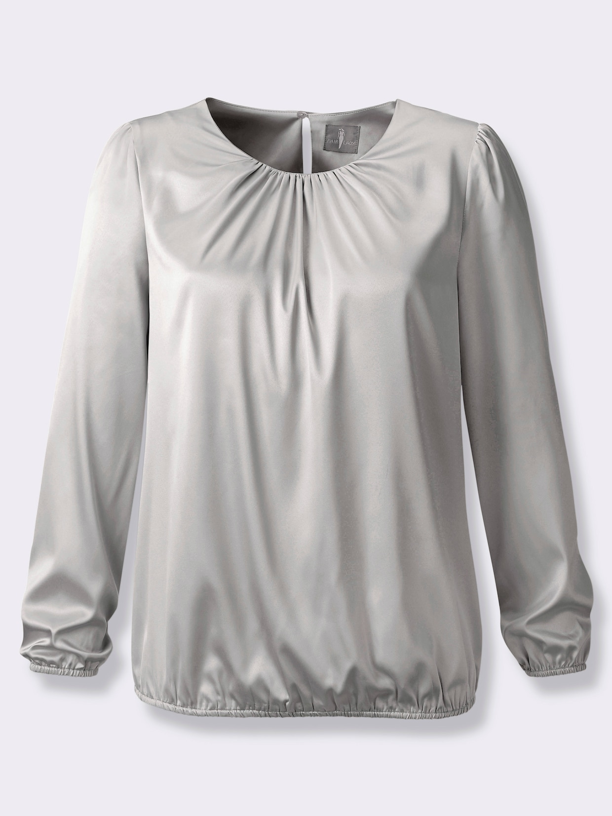 Satinbluse mit Raffungen - hellgrau
