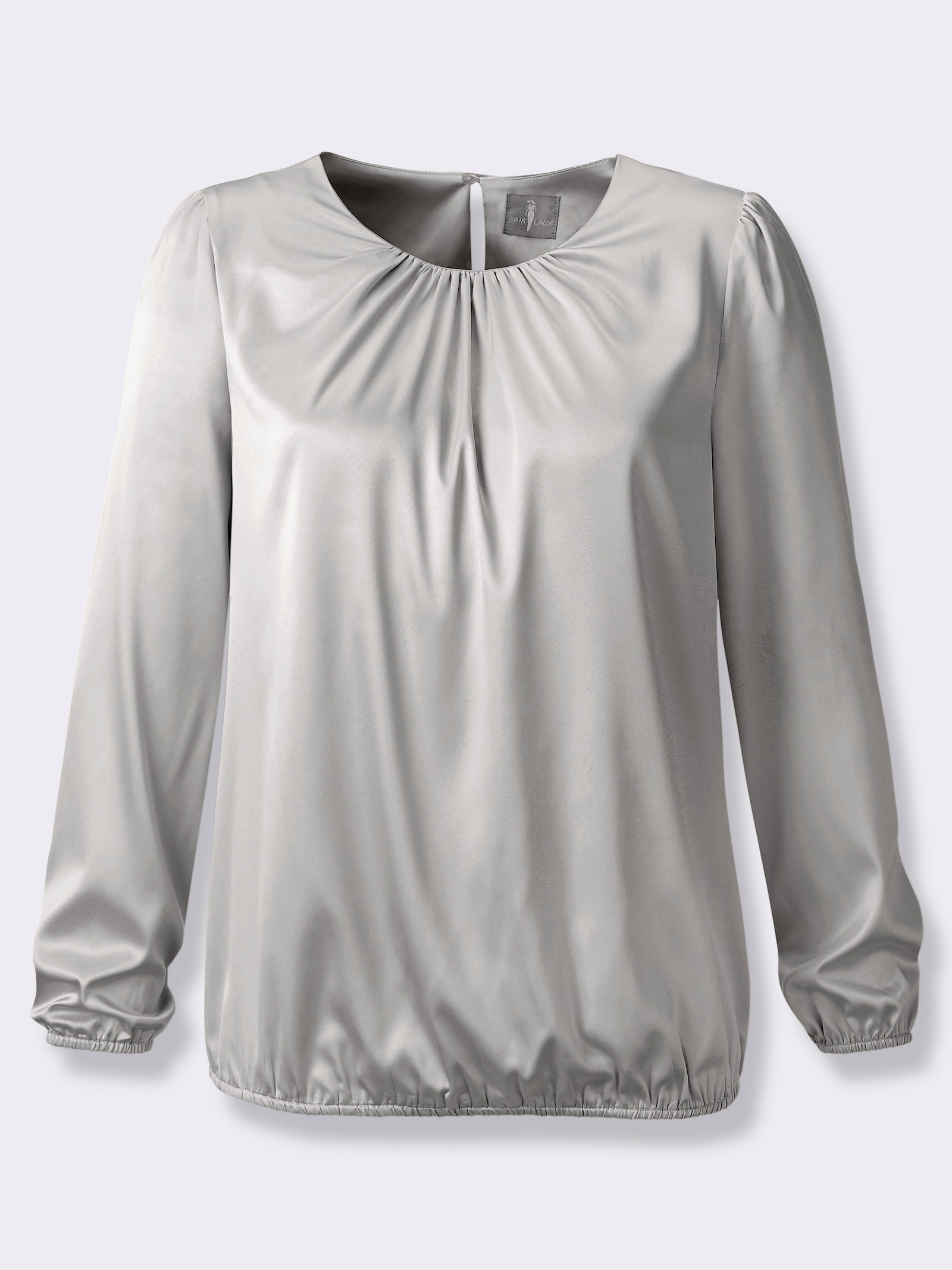 Satinbluse mit Raffungen - hellgrau