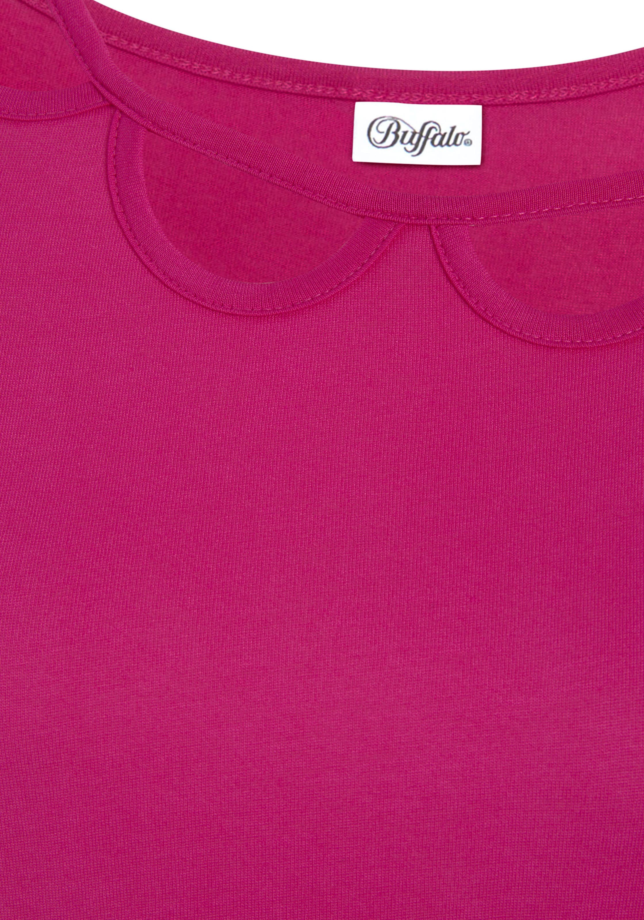 pink mit günstig Kaufen-Kurzarmshirt in pink von Buffalo. Kurzarmshirt in pink von Buffalo <![CDATA[Unifarbenes T-Shirt von Buffalo mit modischen Cut-outs vorn am runden Halsausschnitt. Locker geschnitten. Gerader Saum. Weich fließende Viskose.]]>. 