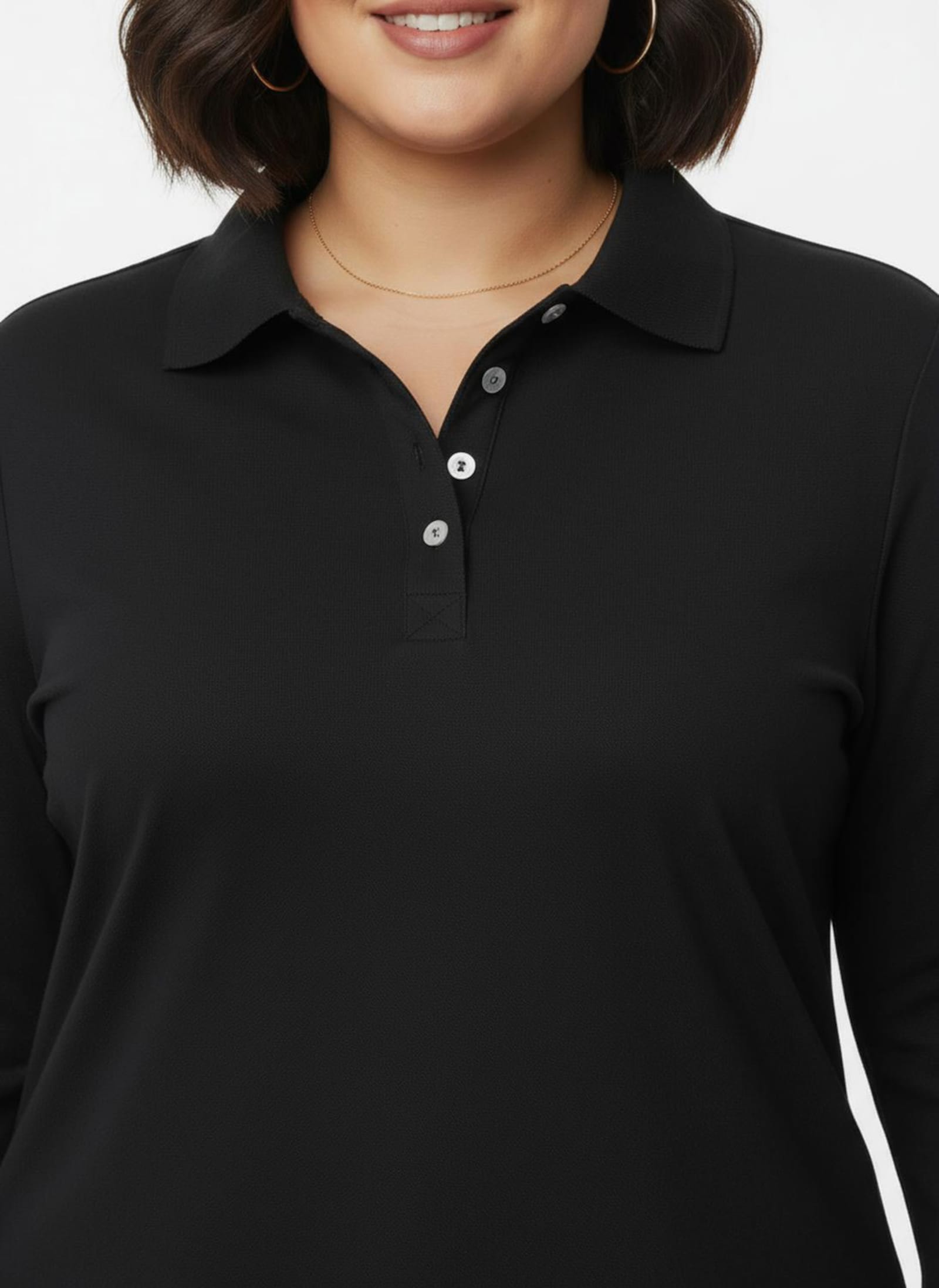 Longshirt mit kurzer Knopfleiste - schwarz