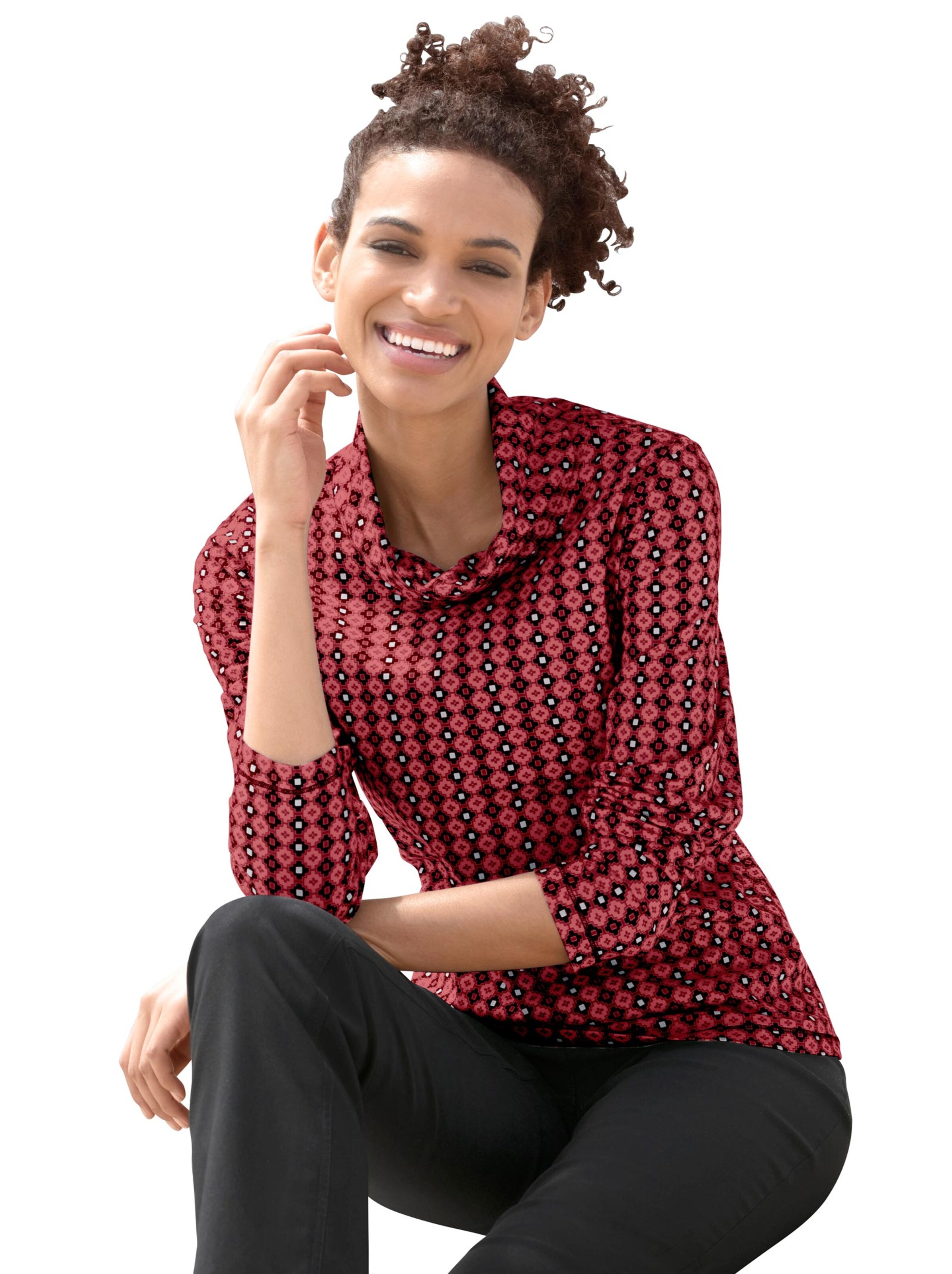 Shirt - rot-schwarz-gemustert