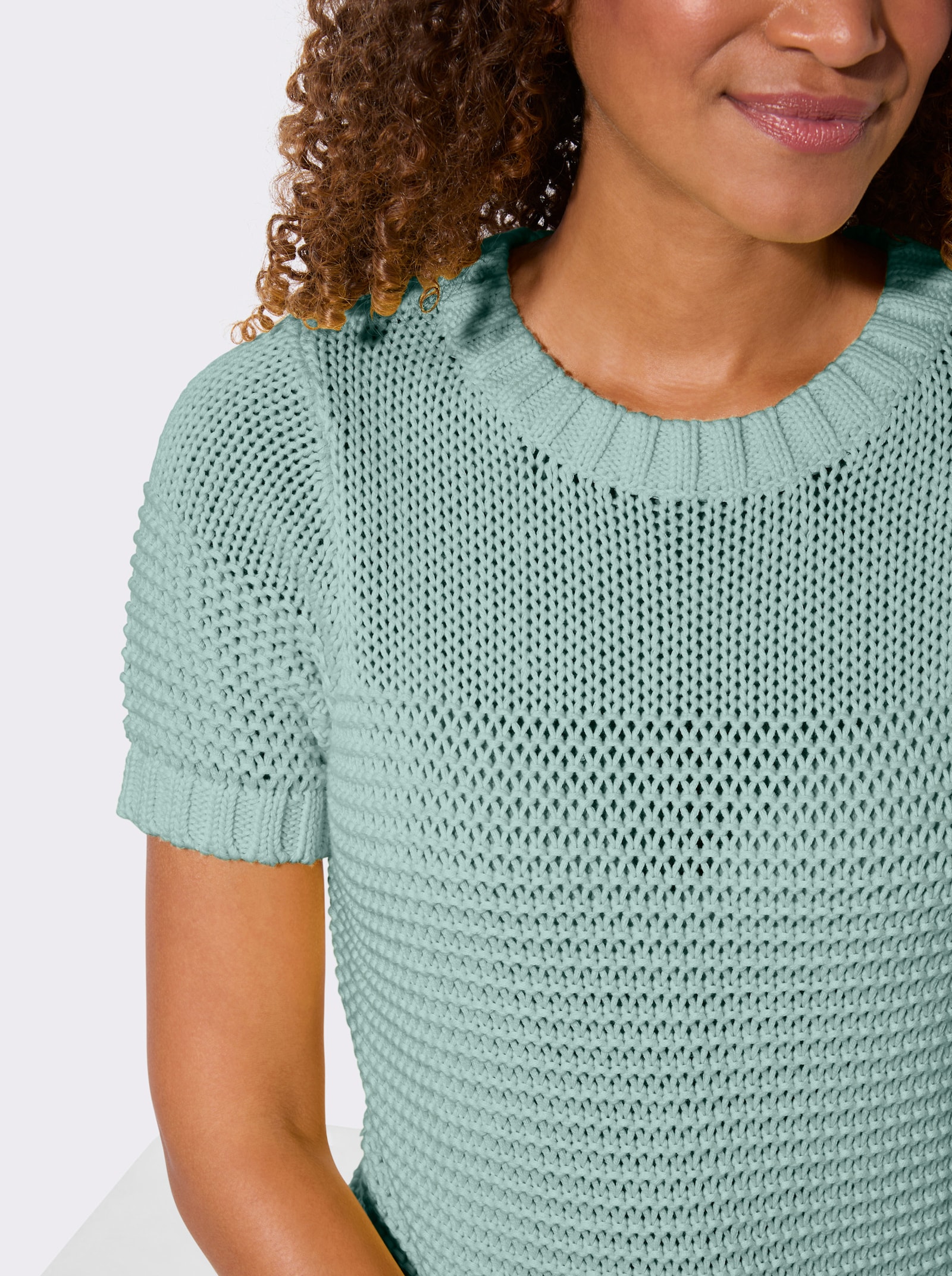 Kurzarmpullover mit Fantasiemuster - zartmint