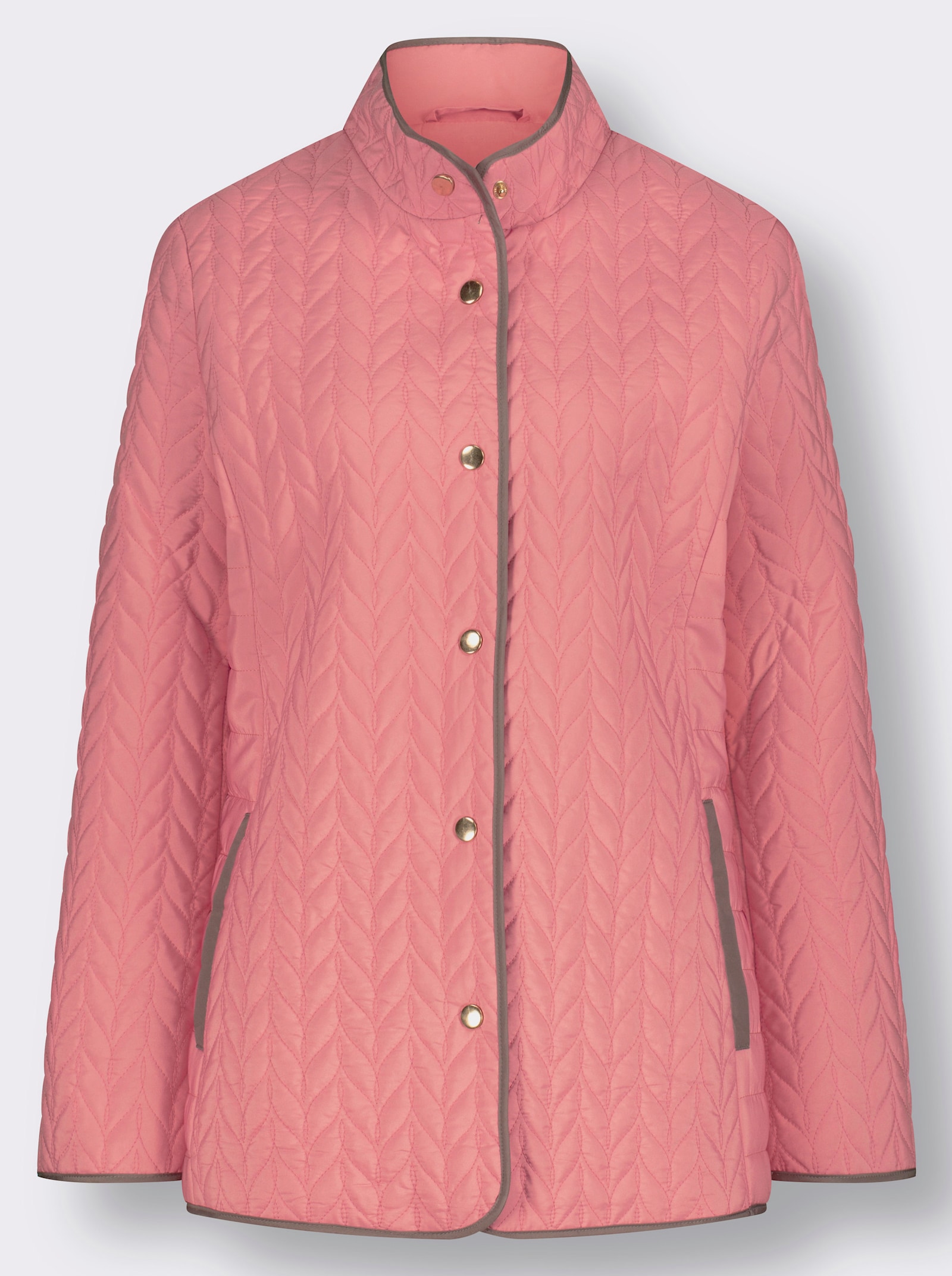 Steppjacke mit Druckknopfleiste - flamingo