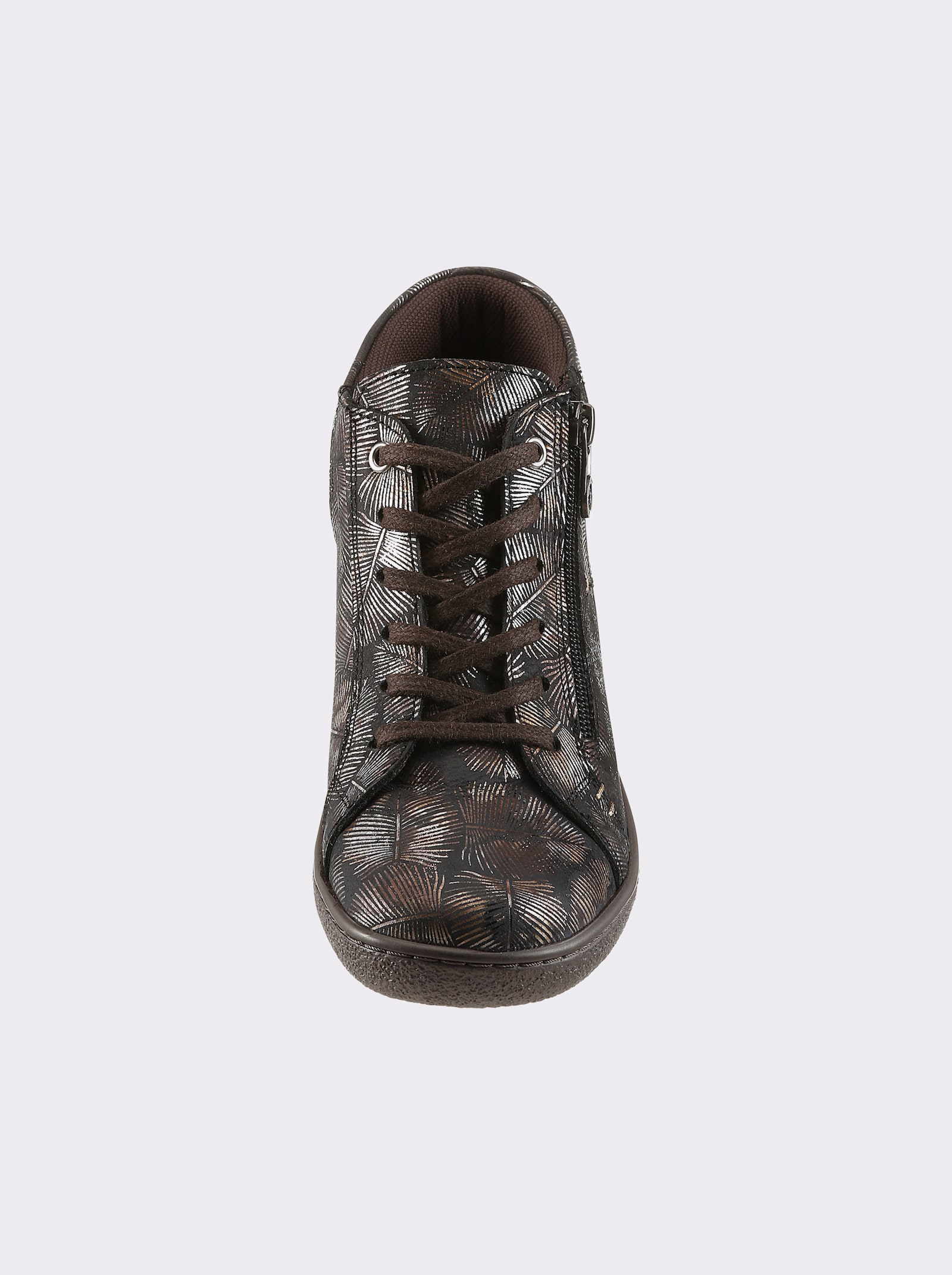 airsoft modern+ Stiefelette mit glänzendem Feder-Muster - schwarz-bedruckt