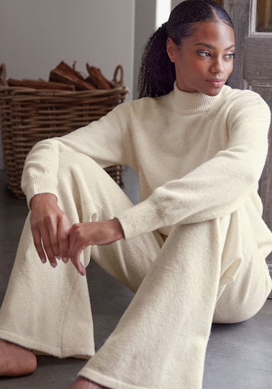 LASCANA Pantalon en tricot - crème