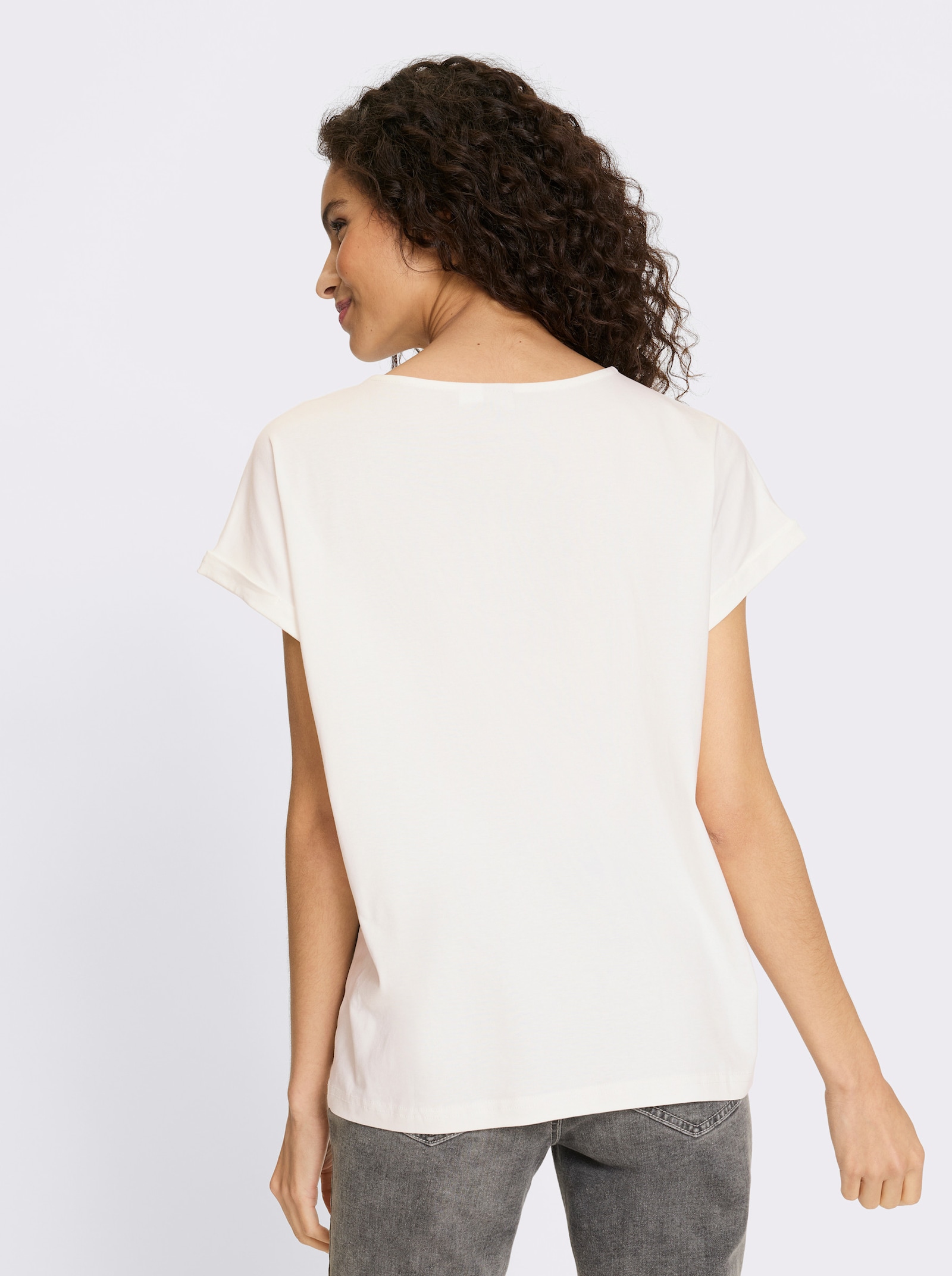 heine Shirt mit Glitzersteinchen - ecru