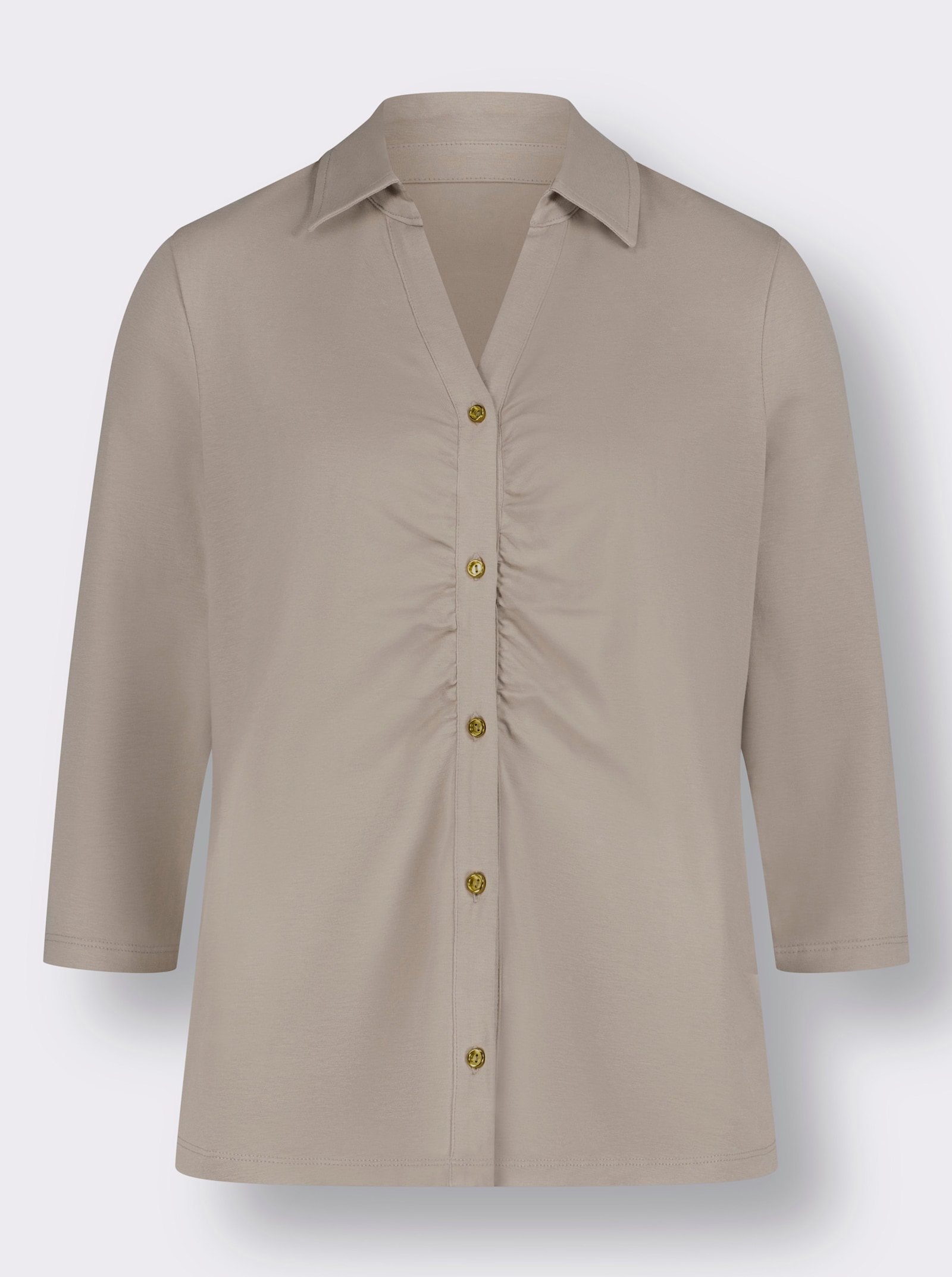 Žerzejová halenka s řasením vpředu - sezamová