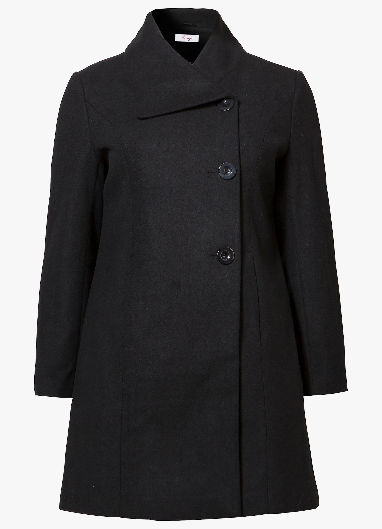sheego Manteau court avec col asymétrique - noir
