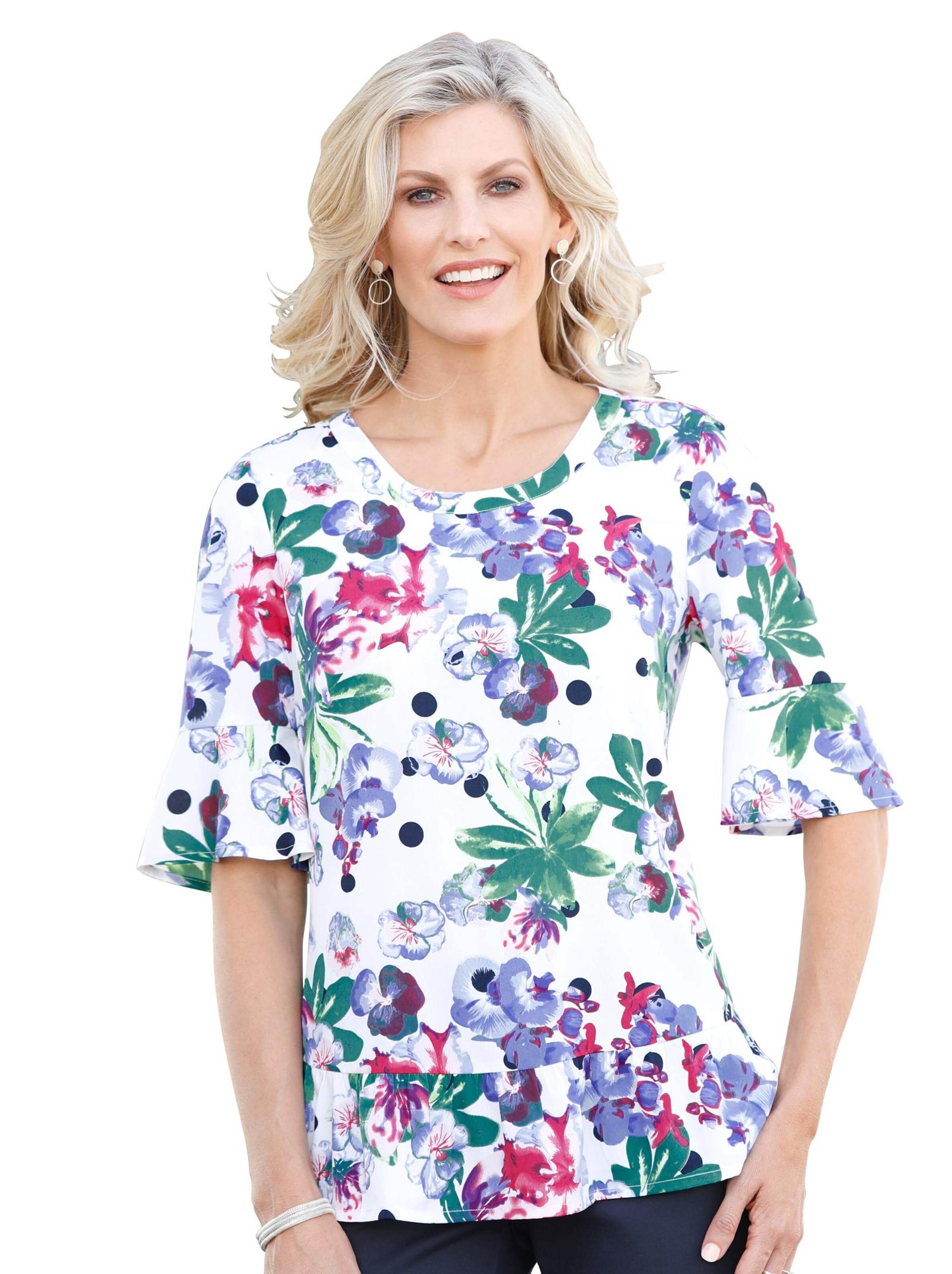 Bluse - weiß-gemustert