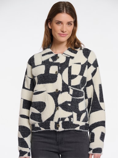 Strickjacke - schwarz-ecru-gemustert
