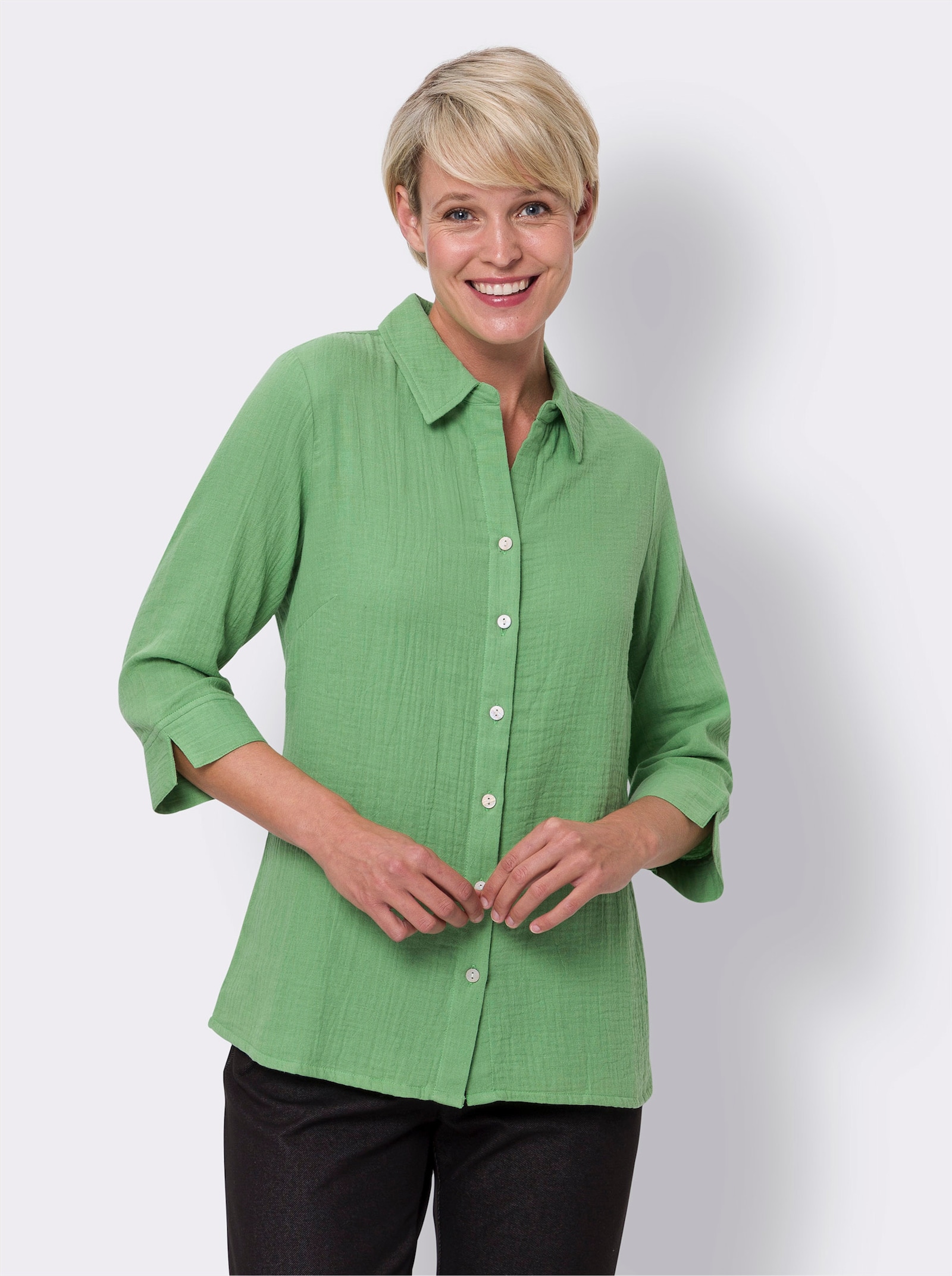 Baumwollbluse in Musselin-Qualität - apfel