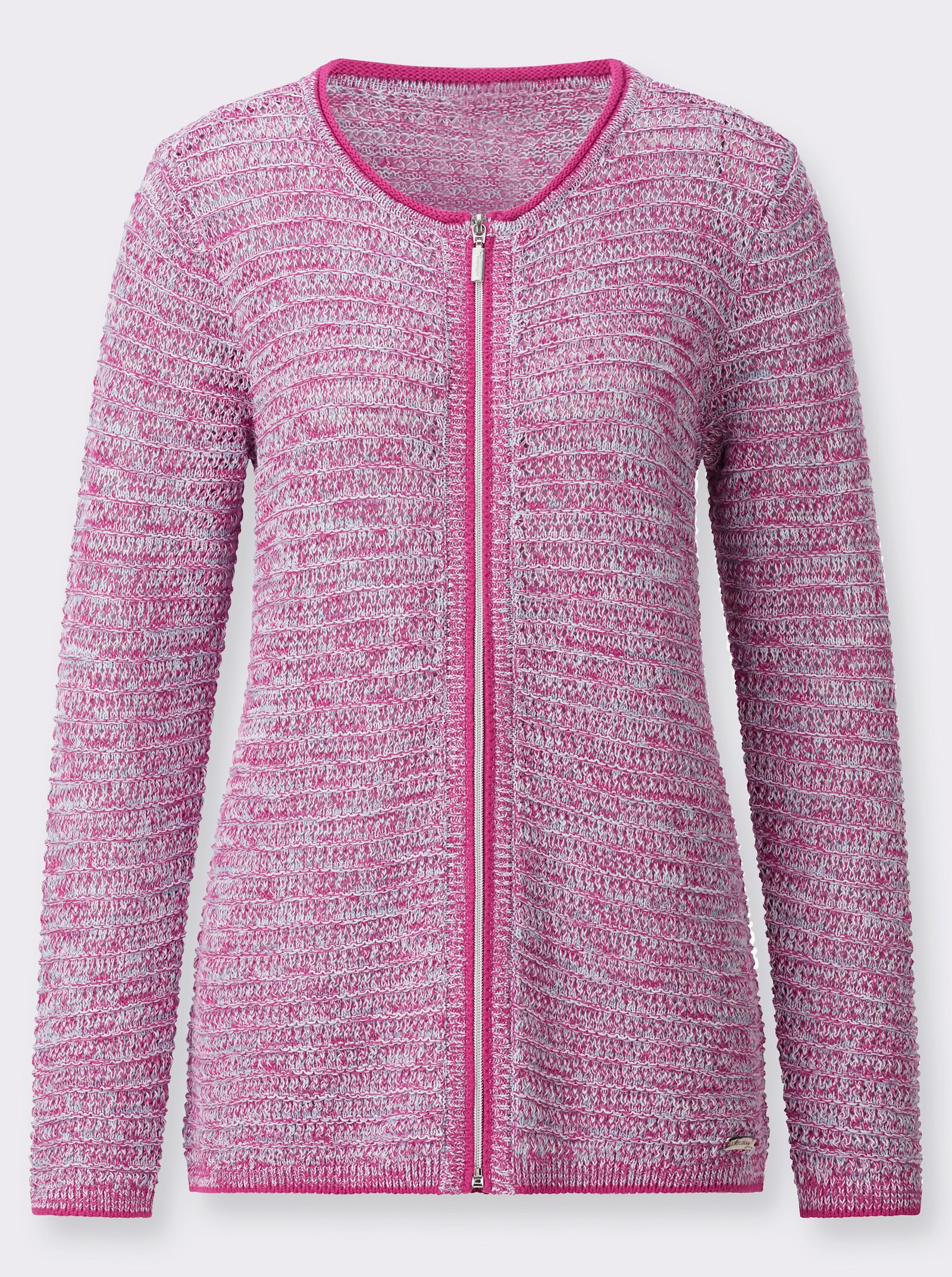 Strickjacke im Ajourmuster - pink-meliert
