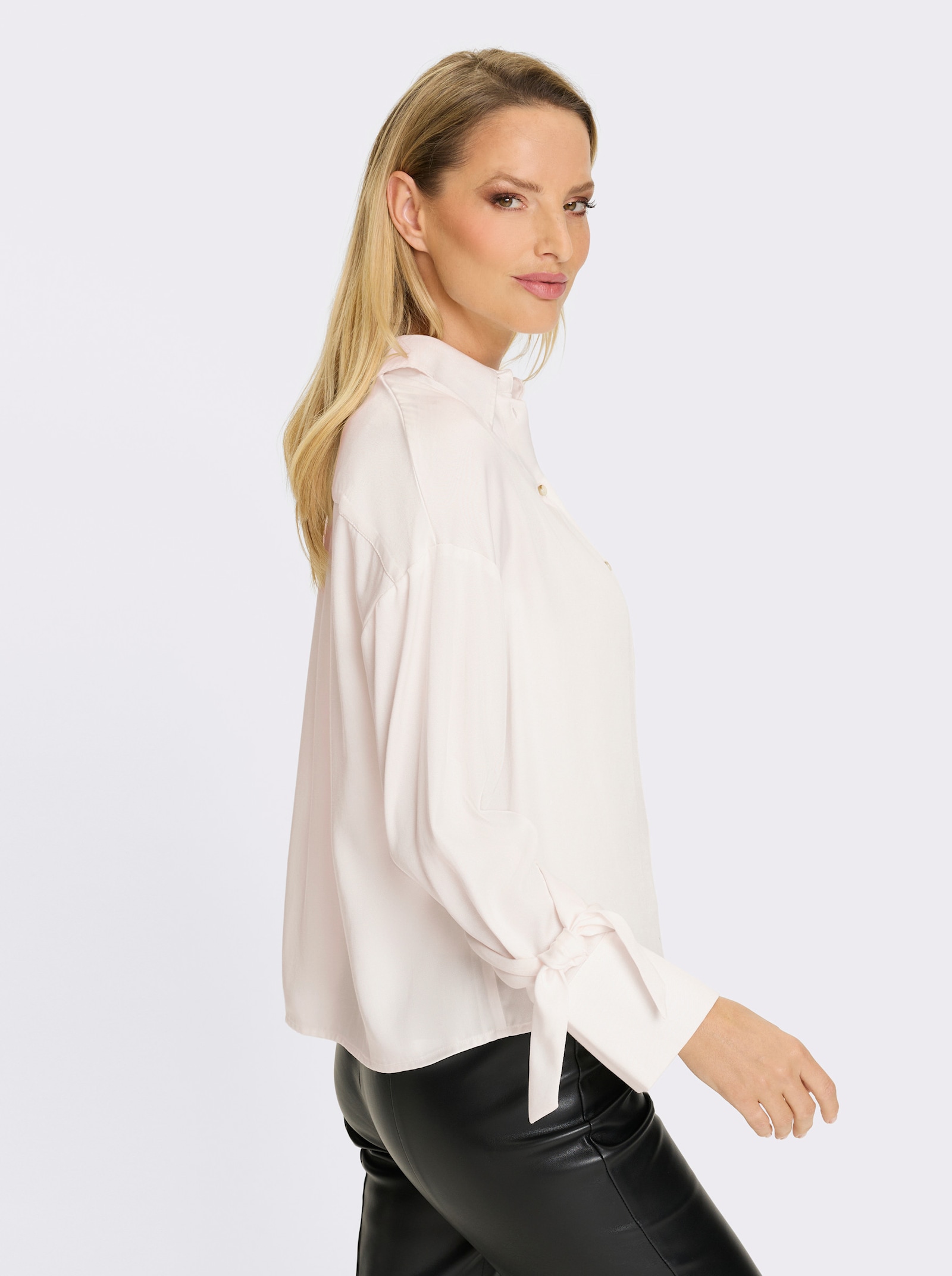 heine Langarm-Bluse mit Hemdkragen - weiss