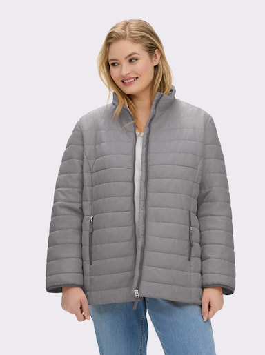 Steppjacke mit kontrastfarbenen Akzenten - grau