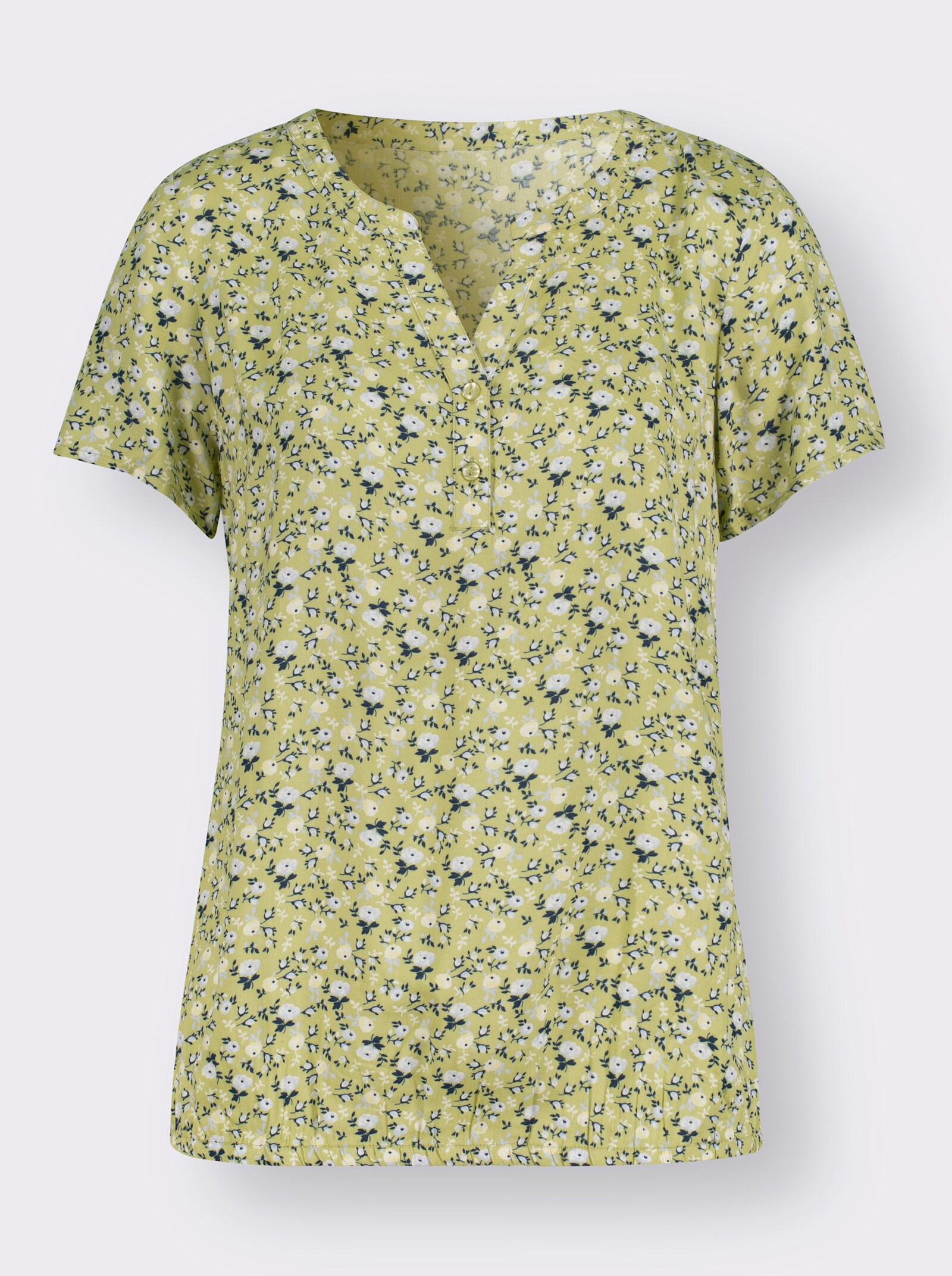 Blouse met print van pure viscose - lindegroen/citroen bedrukt
