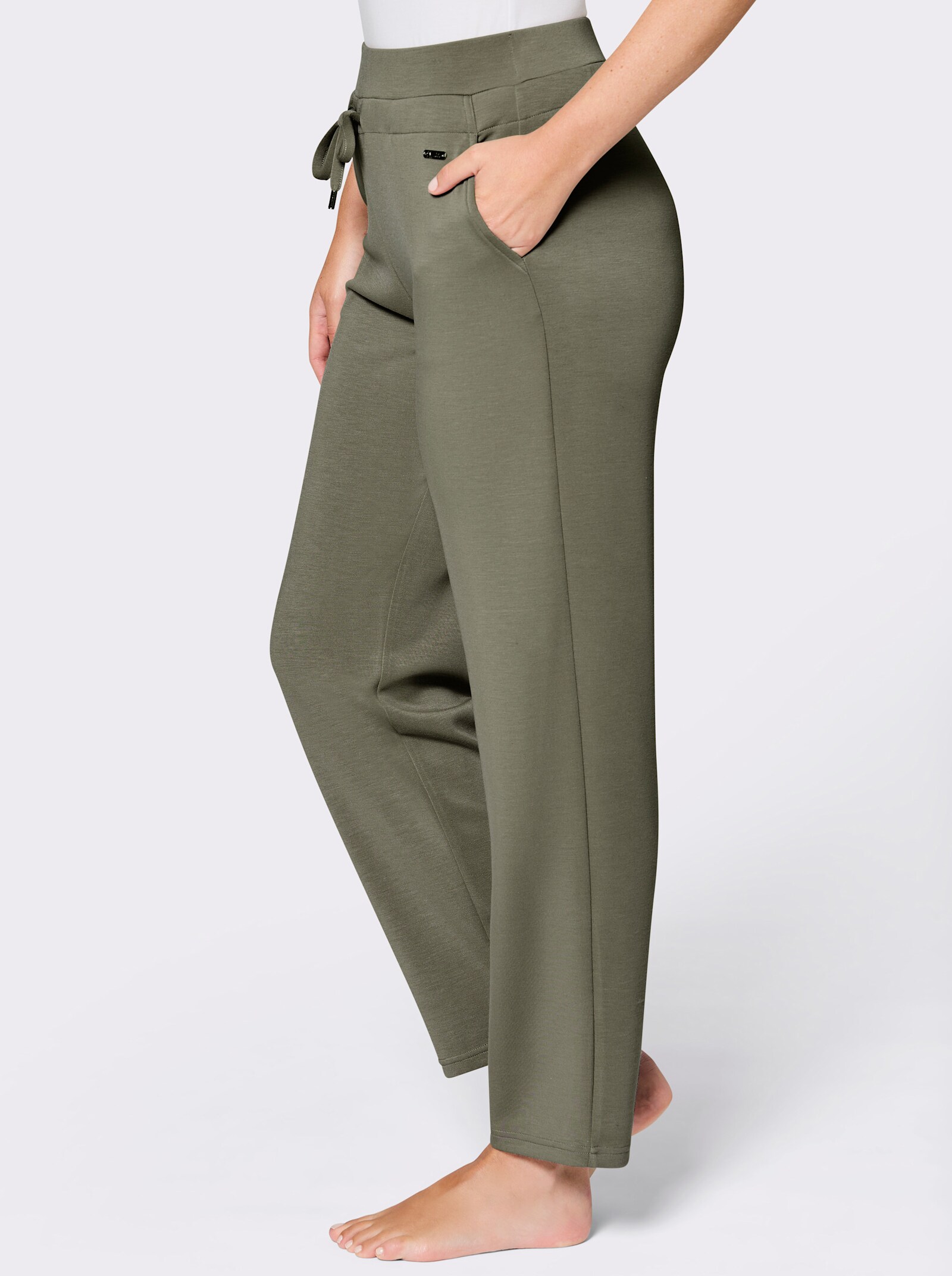 feel good Dehnbund-Hose mit Tunnelzug unterhalb des Bunds - khaki
