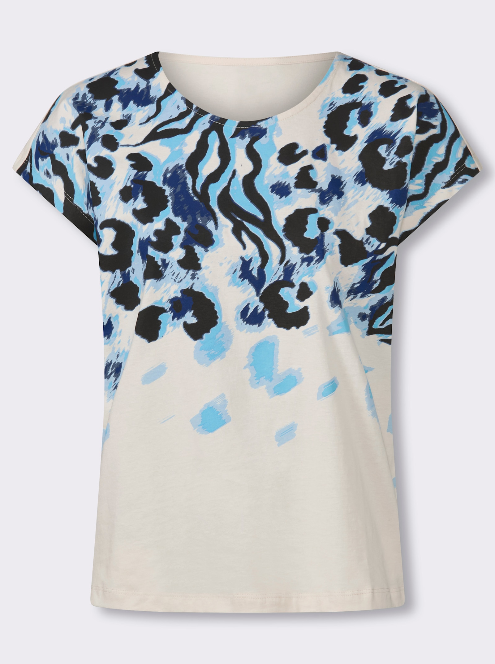Rundhalsshirt mit Animal-Print - champagner-eisblau-bedruckt