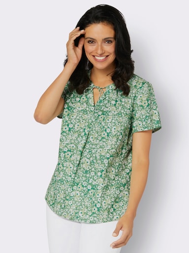 Druckbluse aus reiner VIskose - apfel-pistazie-bedruckt