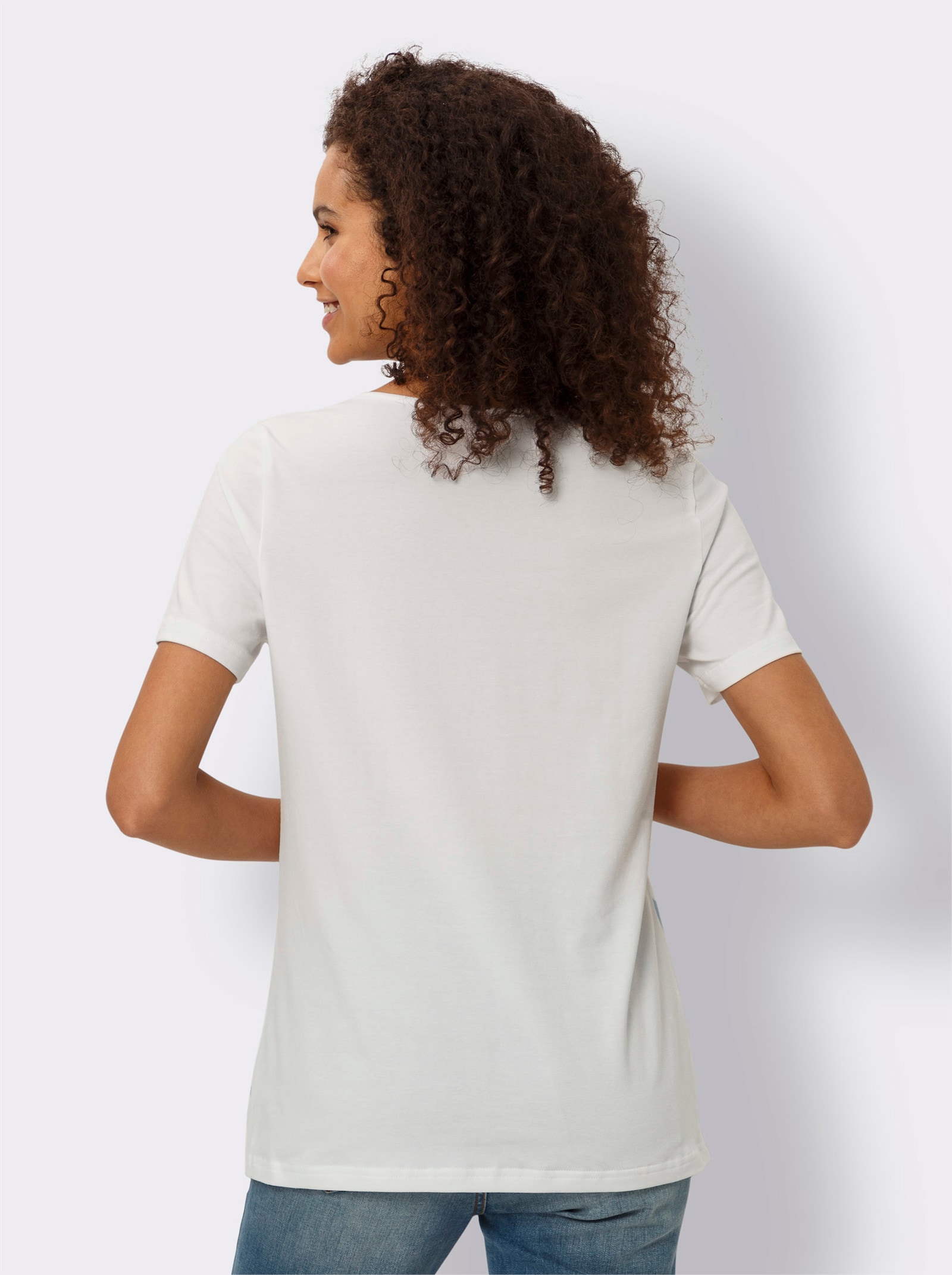 heine Print-Shirt mit Lettering - weiß-bedruckt