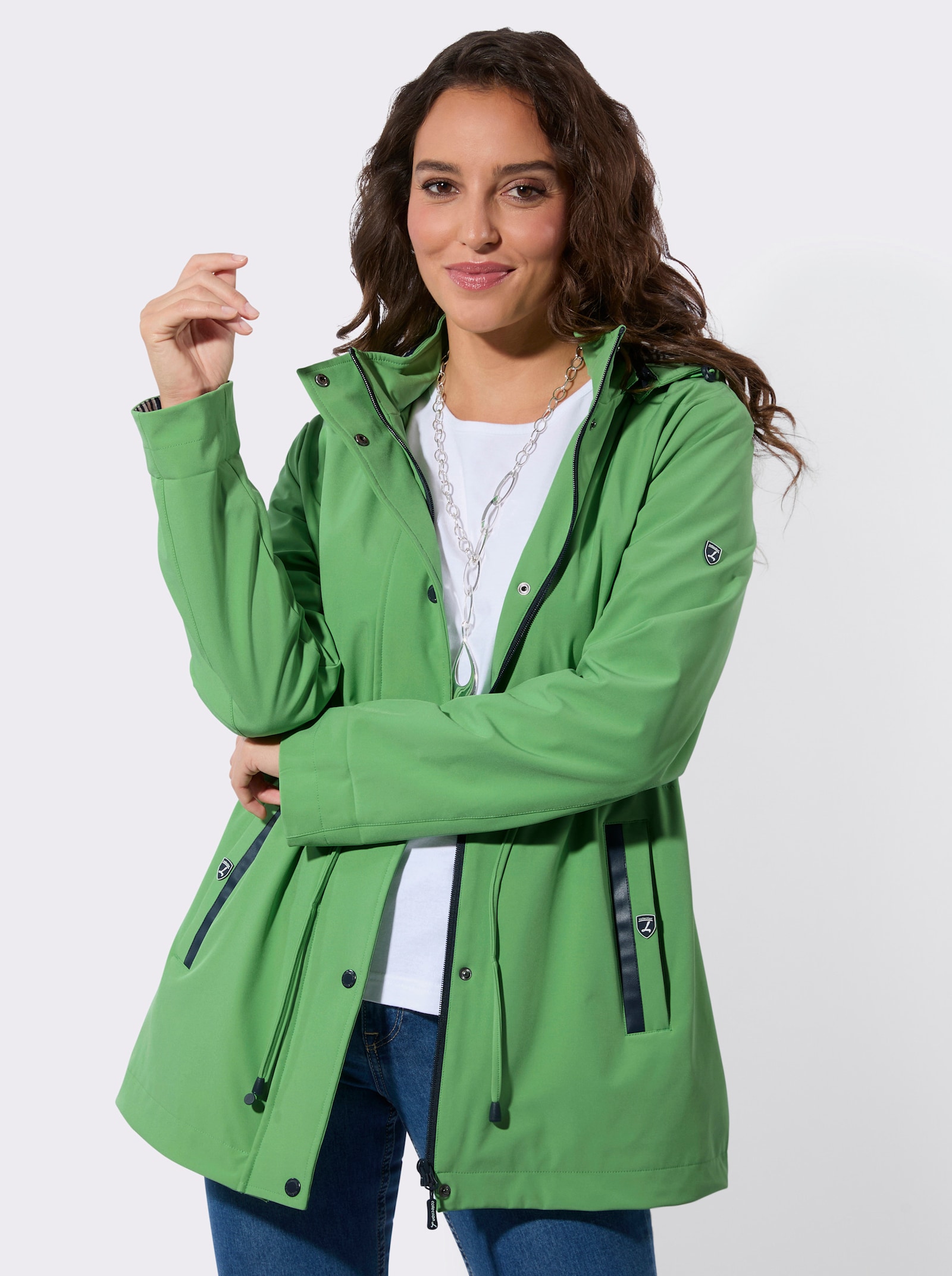 Softshelljacke mit abnehmbarer Kapuze - apfel