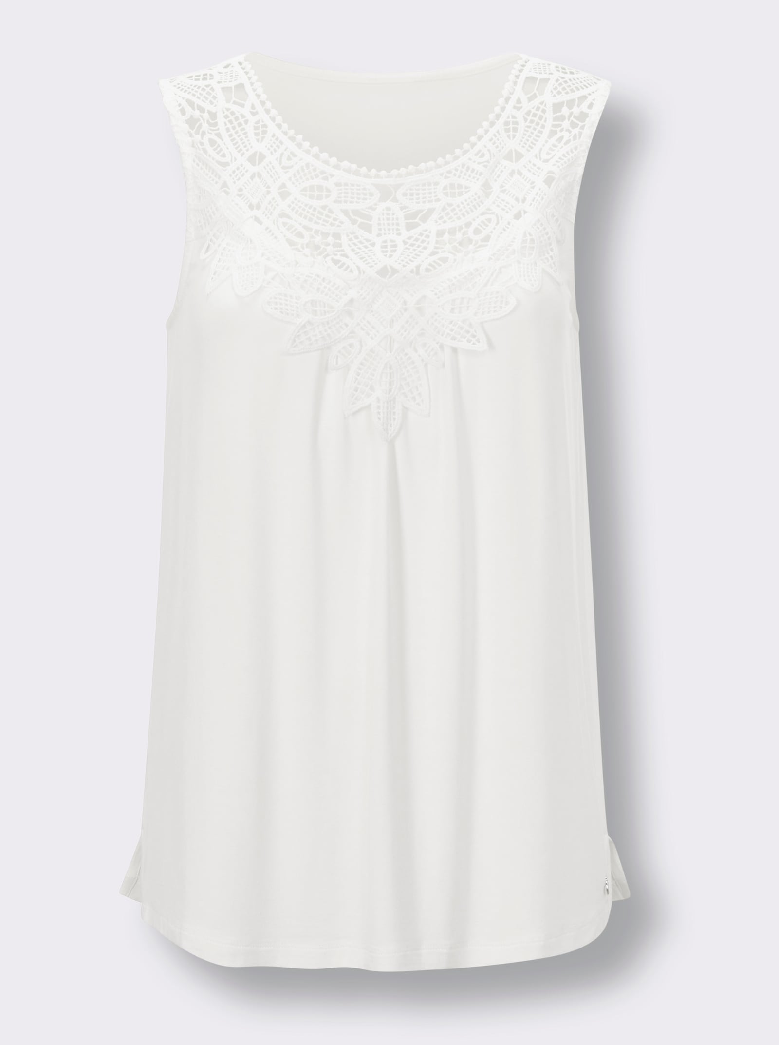 CREATION L PREMIUM Shirttop mit Spitzeneinsatz - ecru