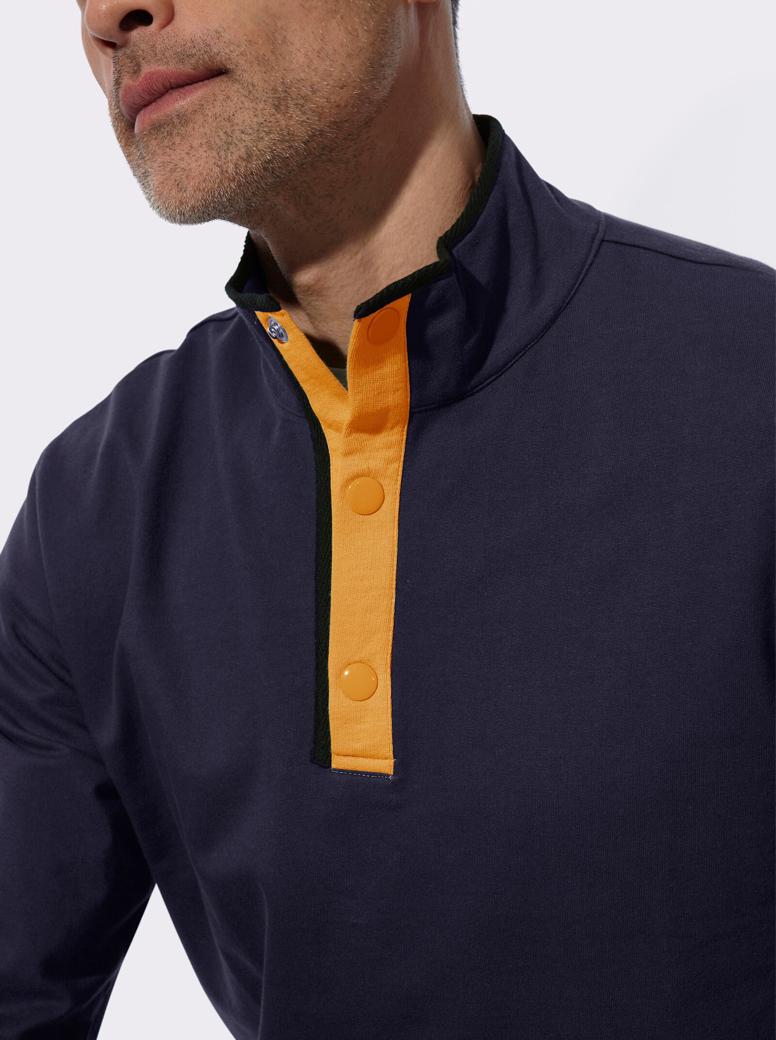 Sweatshirt mit Stehkragen - marine-ocker