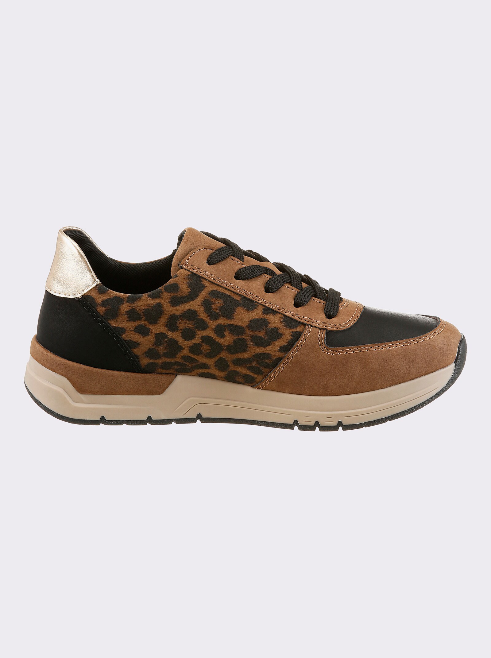 Rieker Sneaker mit Leo-Muster - schwarz-goldfarben