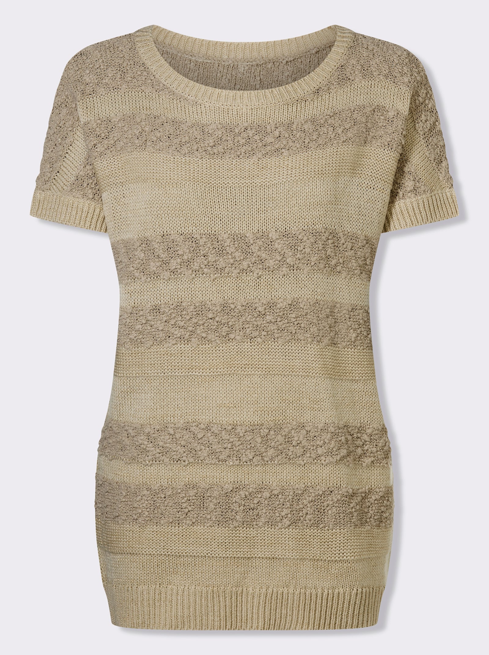 Longpullover mit Effekt- und Glanzgarn - sand-sesam-gemustert
