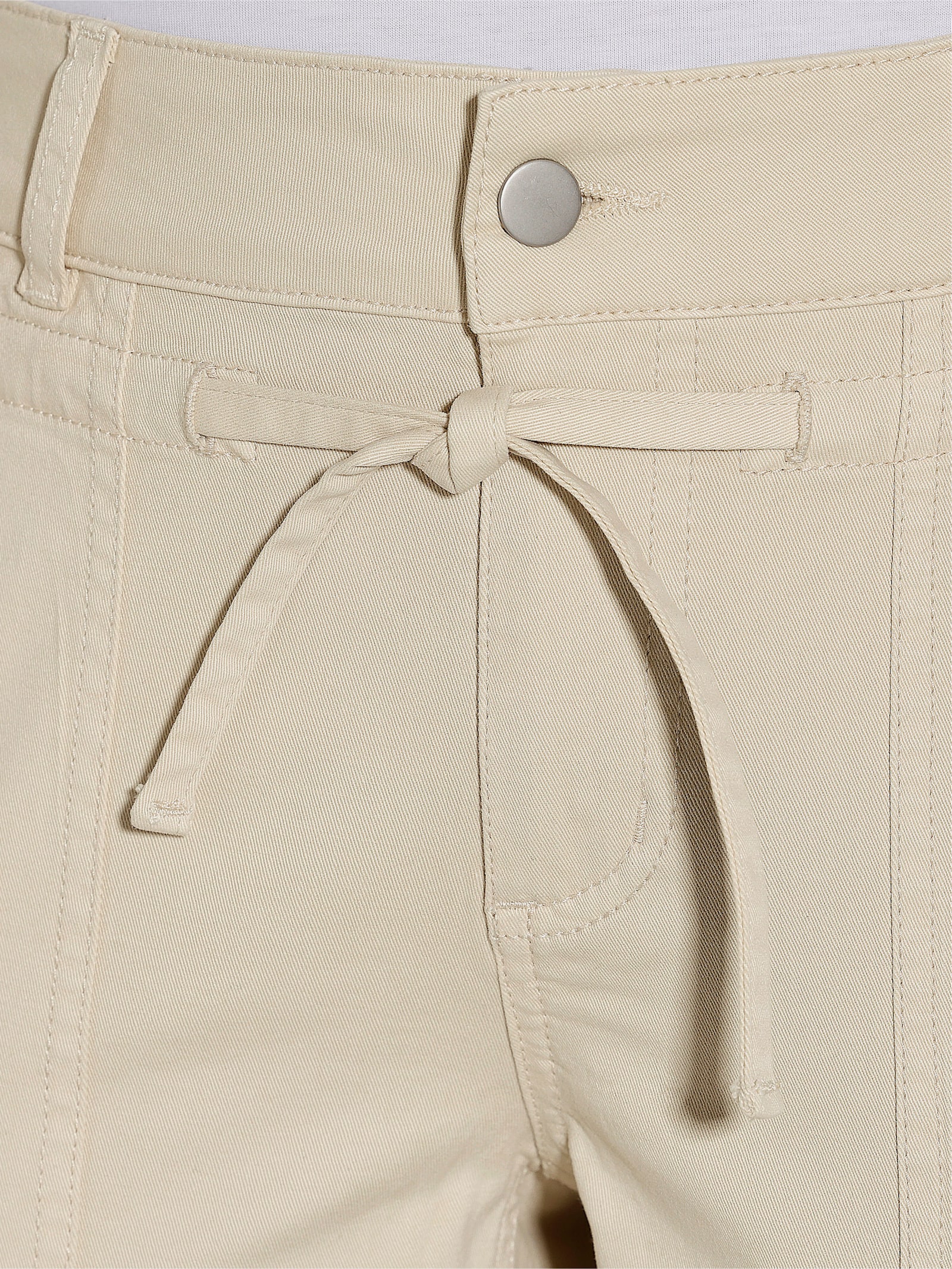 Jeans met tunnelkoord en bindceintuur - zand