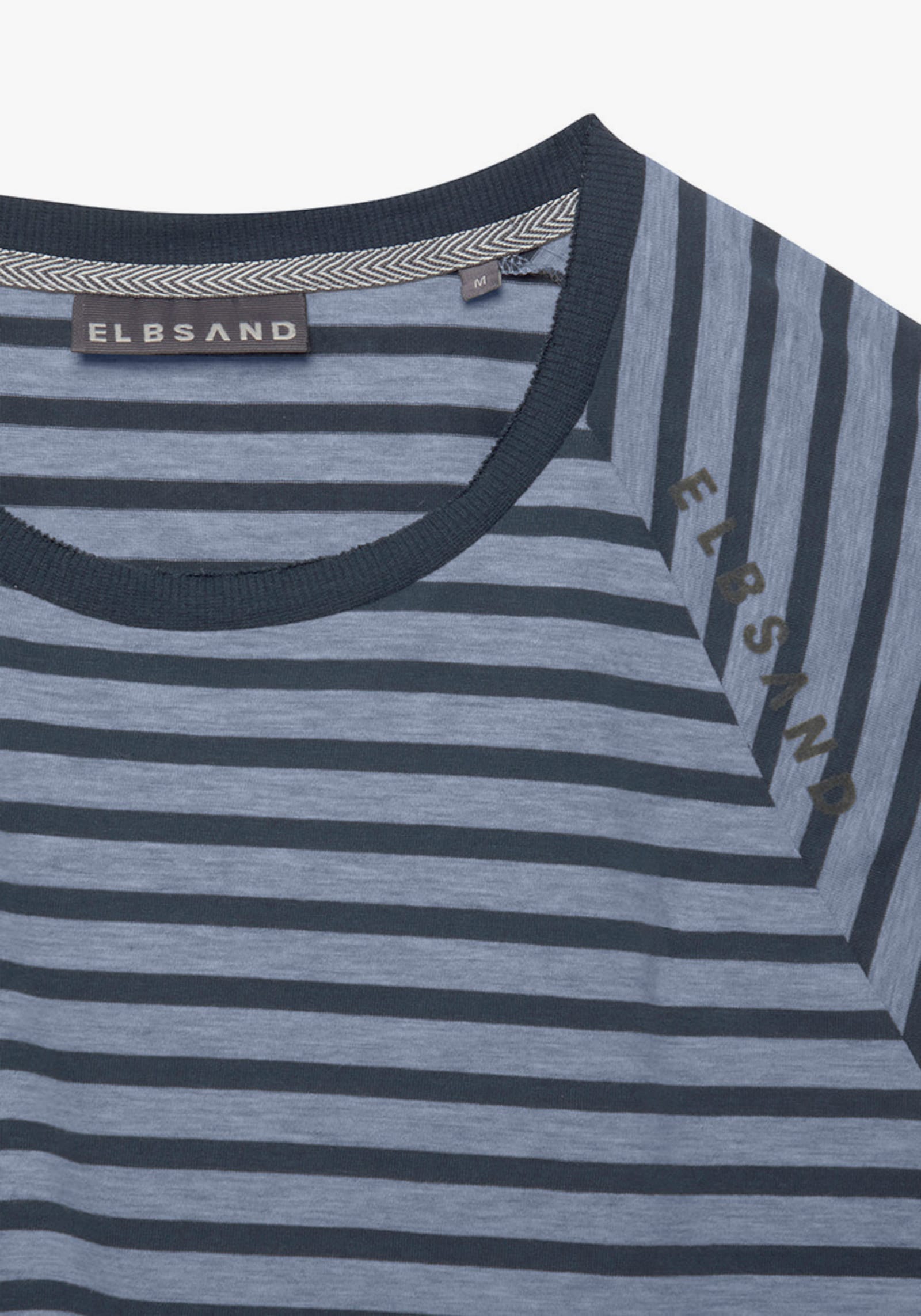 Elbsand Kurzarmshirt - grau-marine gestreift
