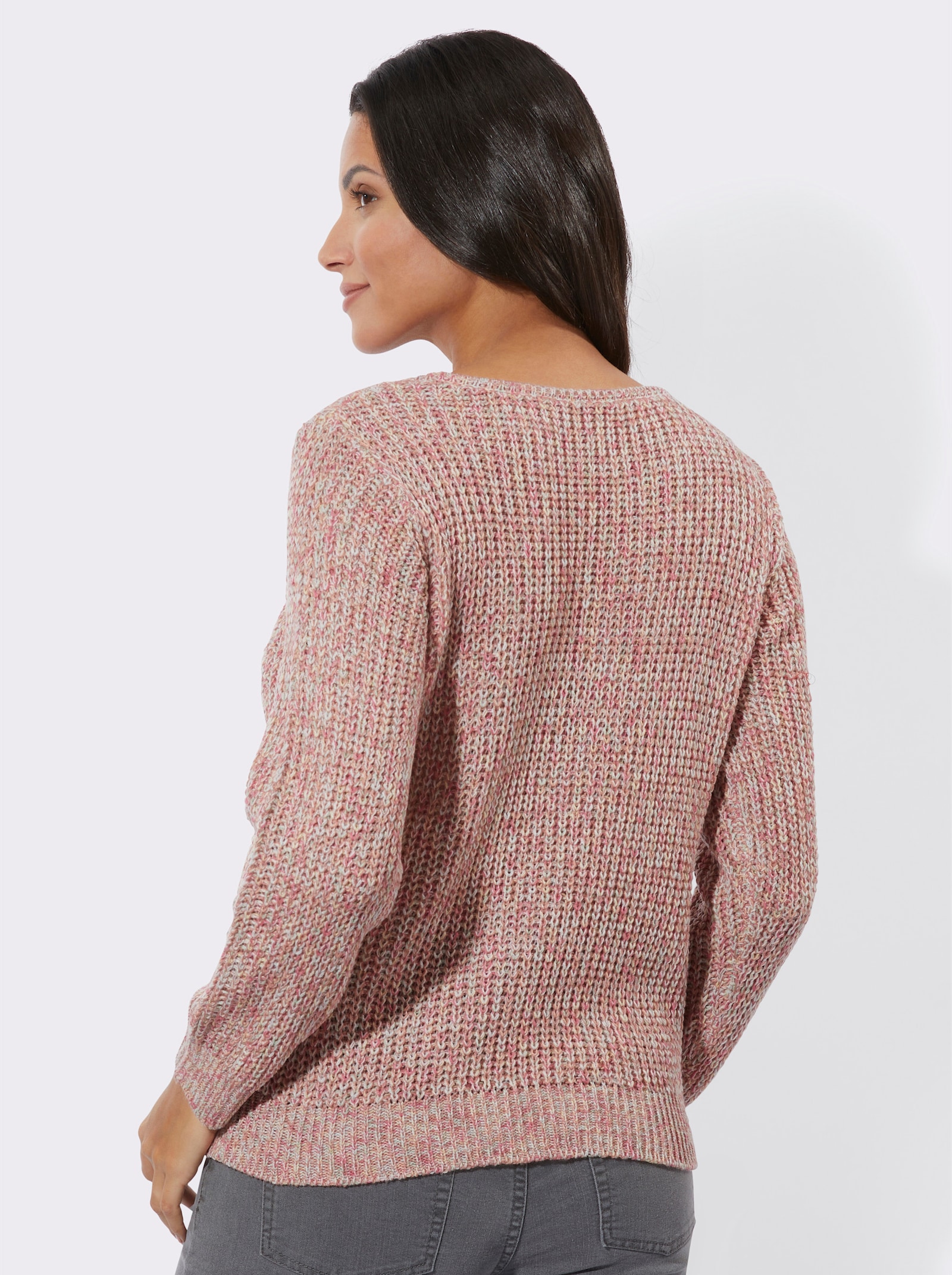 Rundhalspullover mit Zopfmuster - rosenholz