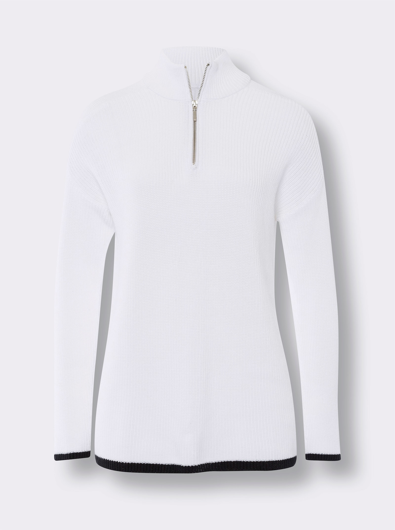 heine Troyer mit Kontrastpaspeln - weiß