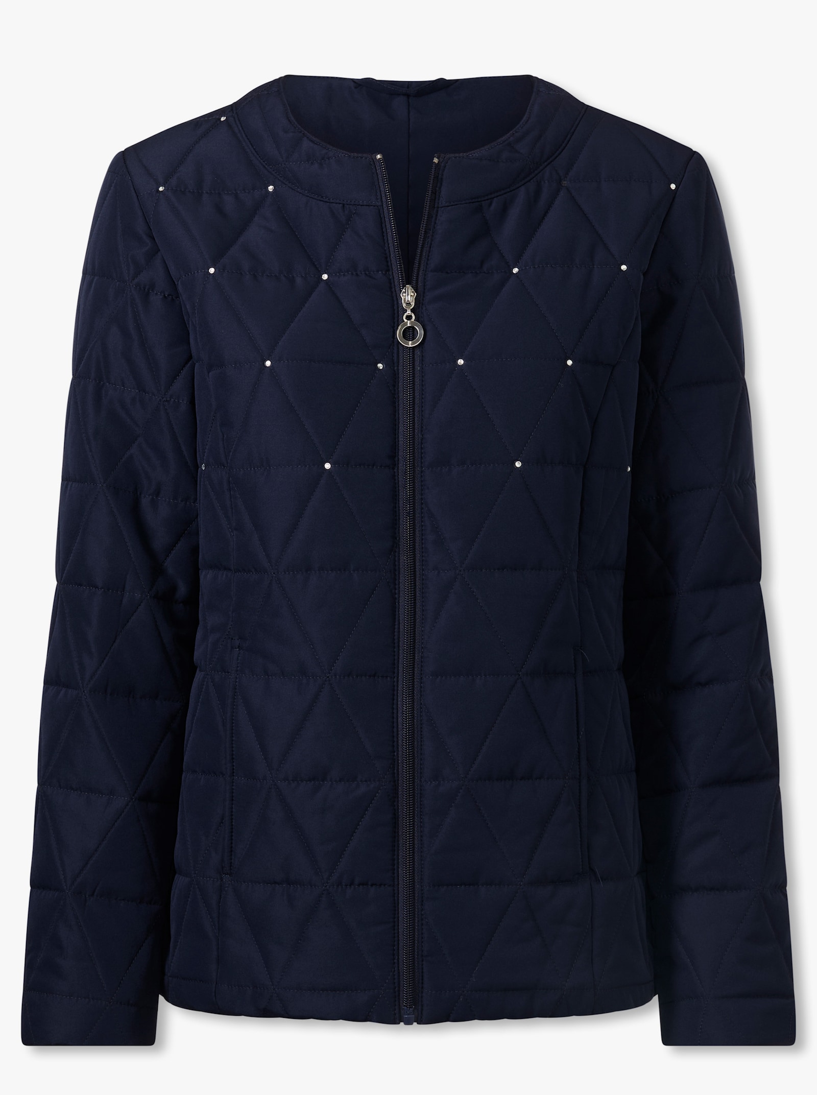 Steppjacke Rautenstepp-Muster mit Glitzersteinchen - marine