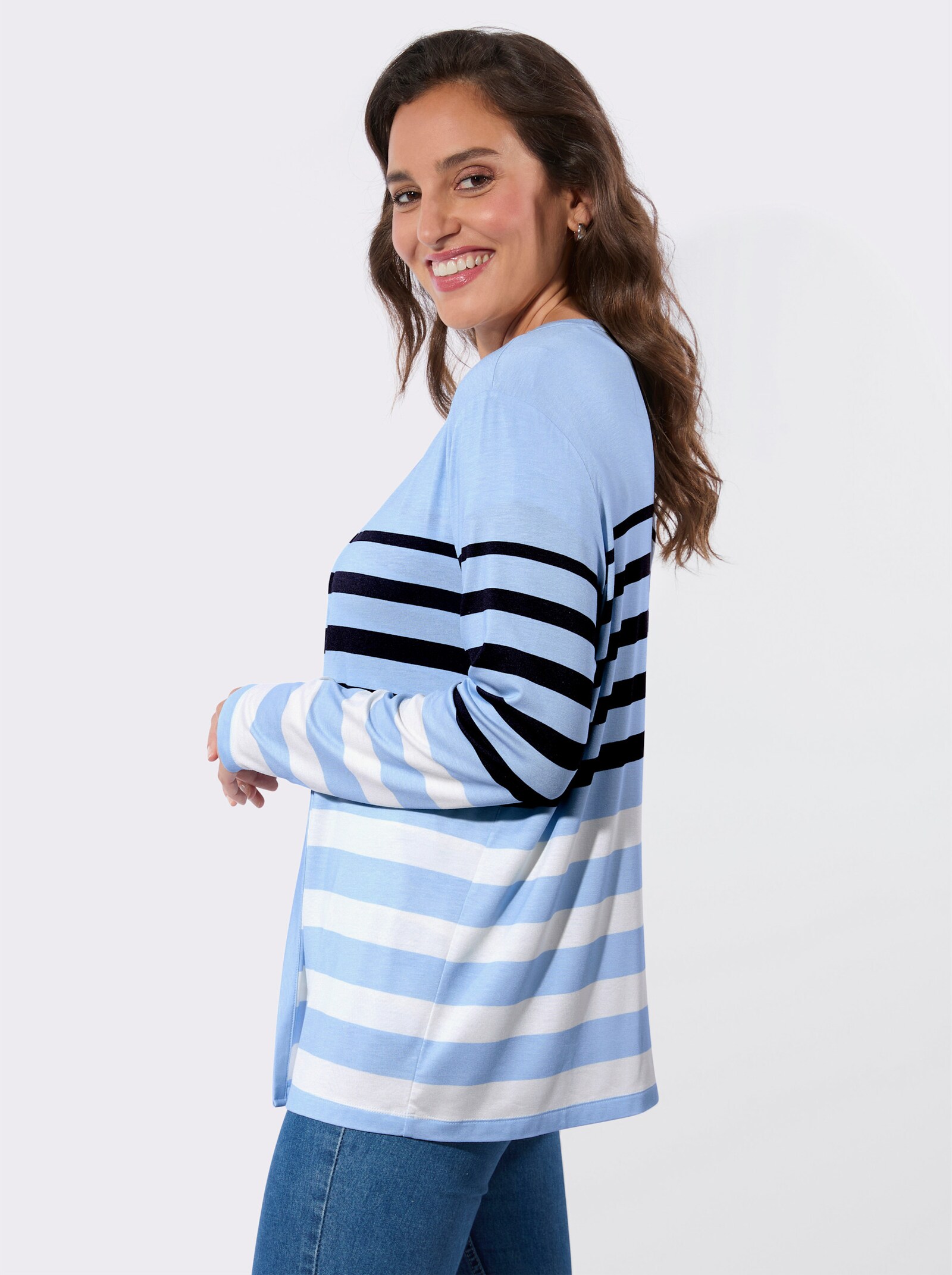 Twin-Set im Ringel-Dessin - eisblau-marine-geringelt