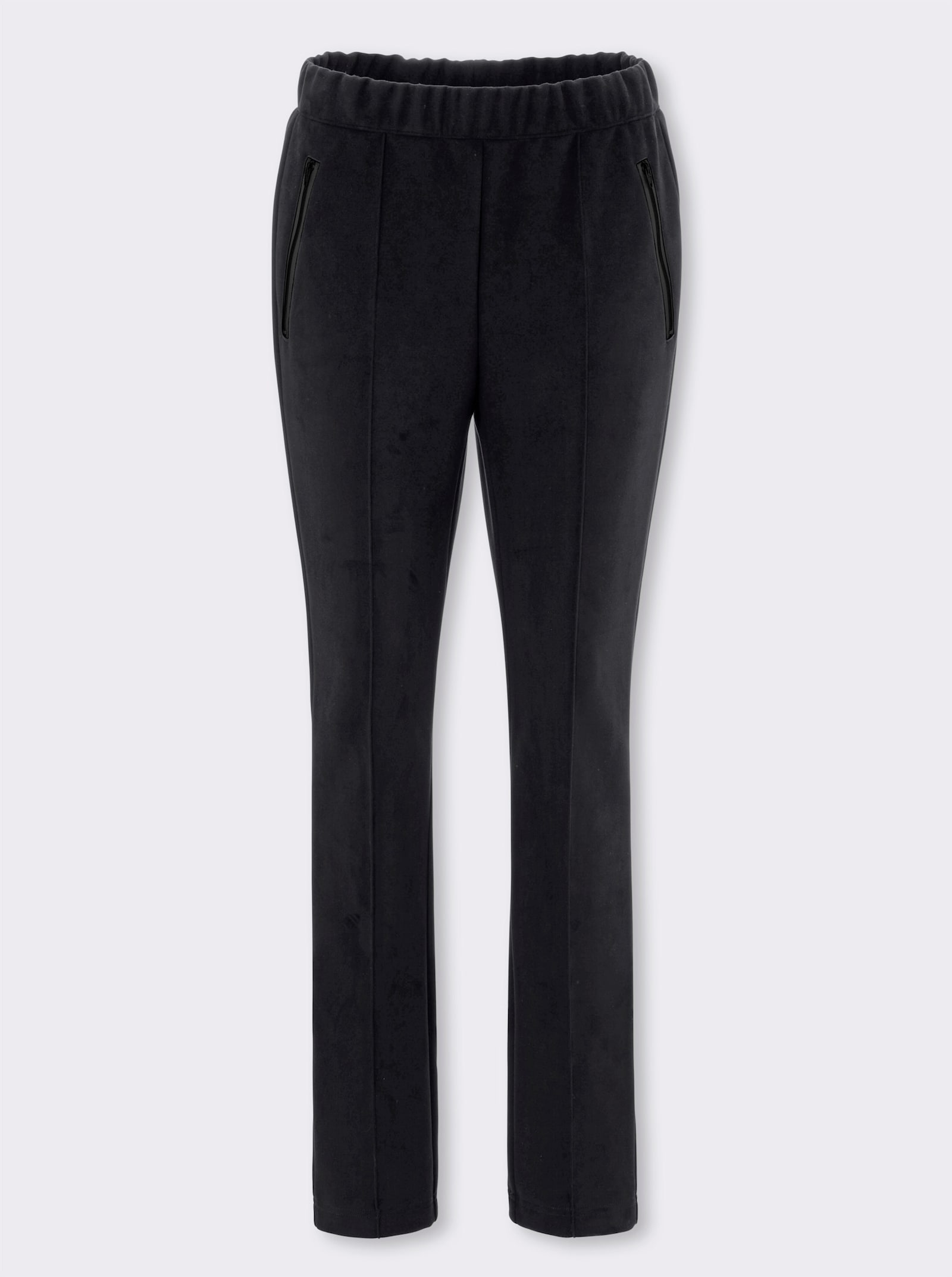 Schlupfhose in Veloursleder-Optik - schwarz