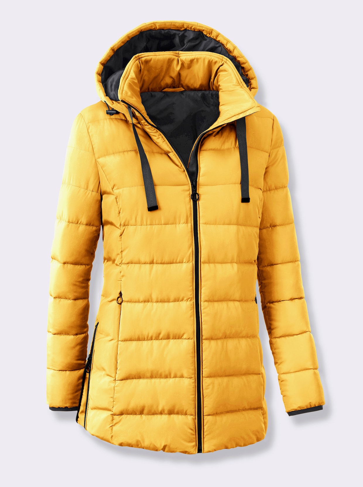 Steppjacke mit elastischer Kontrast-Paspelierung - ocker