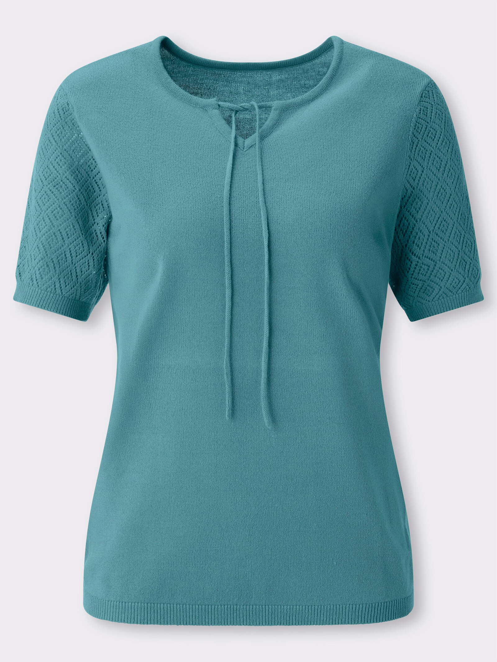 Kurzarmpullover mit Ajourmuster - ozean