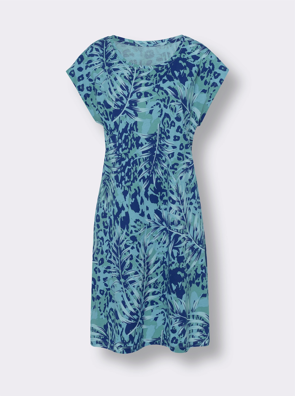Letní šaty - královská modrá-akvamarínová-potisk